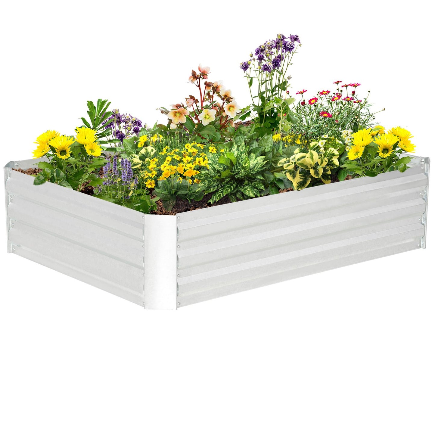 Raised garden bed in galvanized steel - 120x90x30 cm Silver