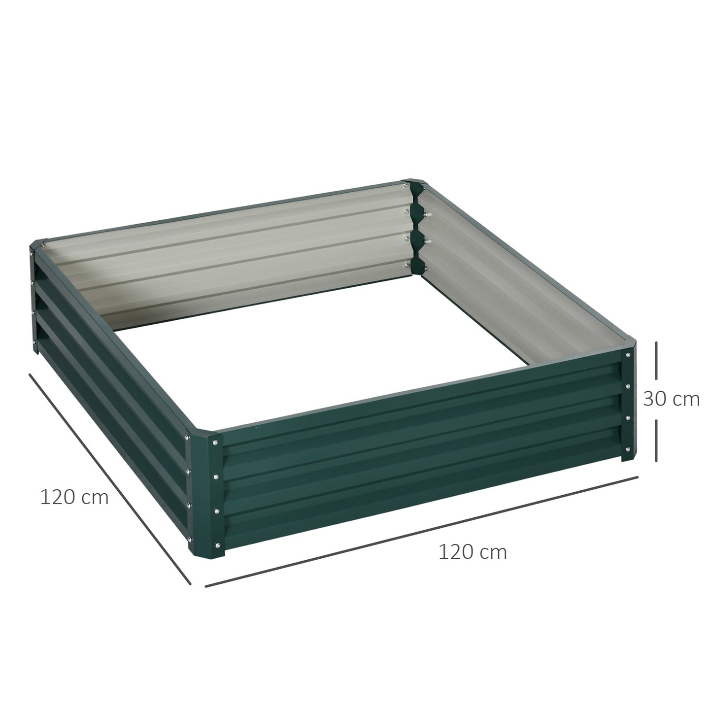 Raised bed in steel - Green, Garden & Patio, 120x120x30 cm