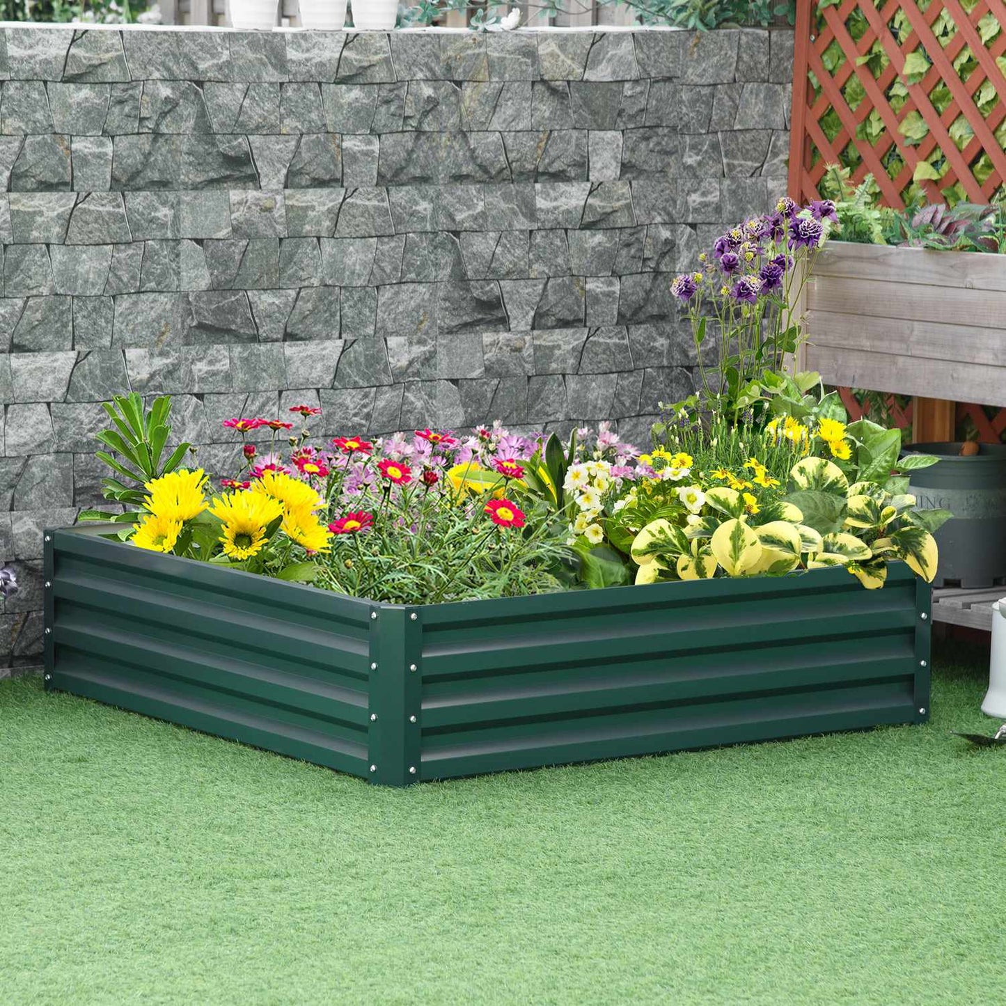 Raised bed in steel - Green, Garden & Patio, 120x120x30 cm