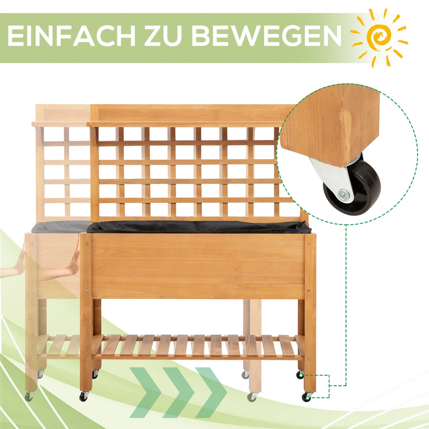 Raised wooden garden table for balcony, 105x40x135 cm Spruce