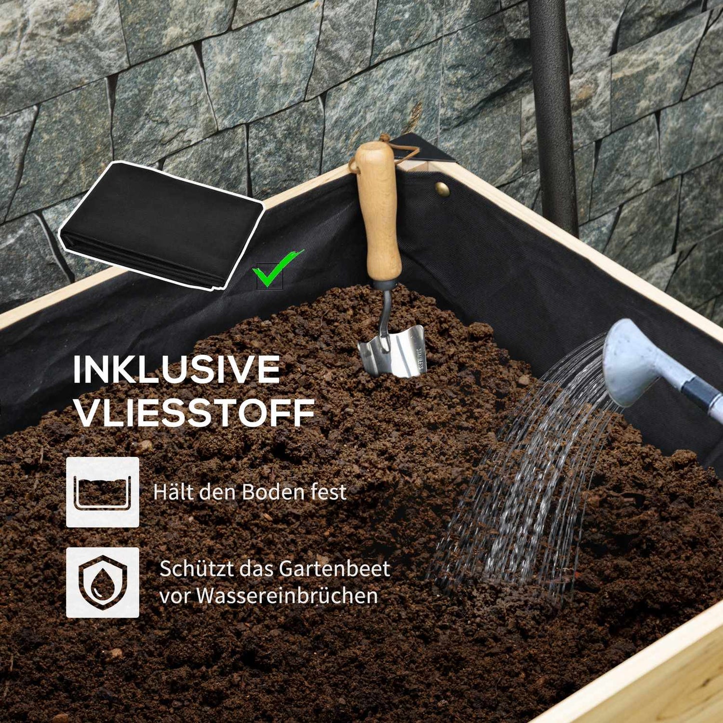 Solid wood Raised bed pot with steel frame, 80x60x74 cm