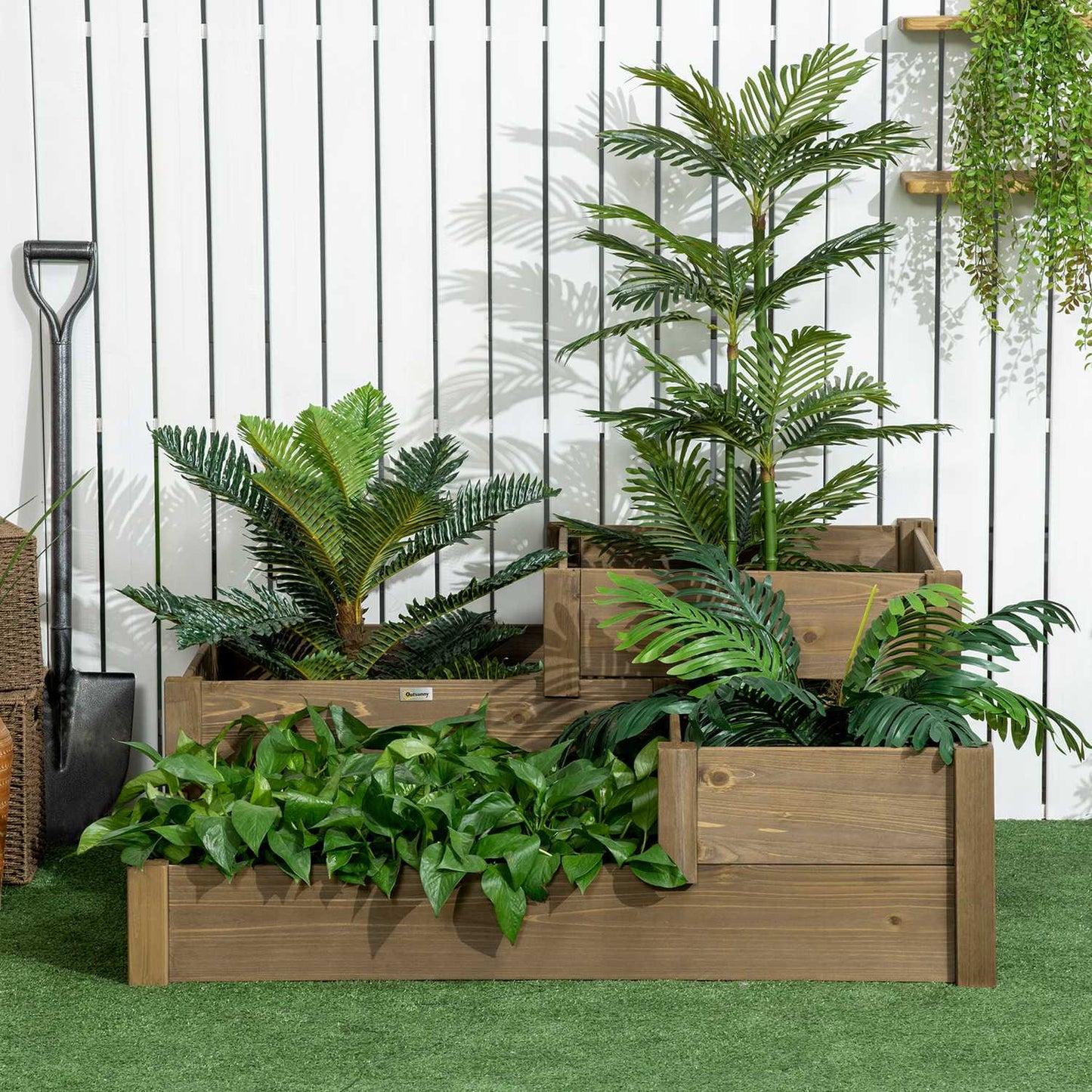 Raised garden bed, spruce, 3-tiered bed for herbs and flowers