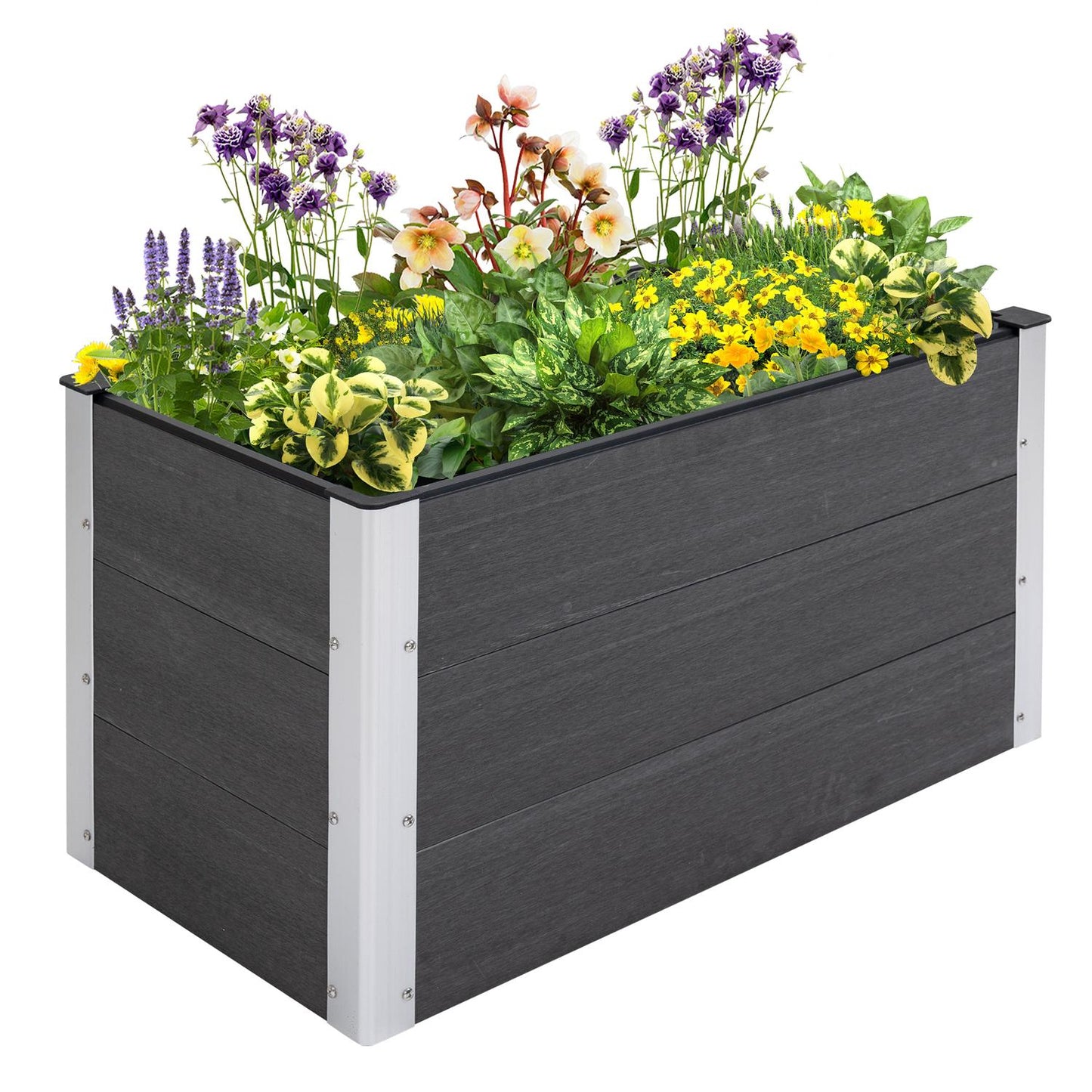 Weatherproof raised bed 100x50x50cm, WPC & Aluminium, Grey
