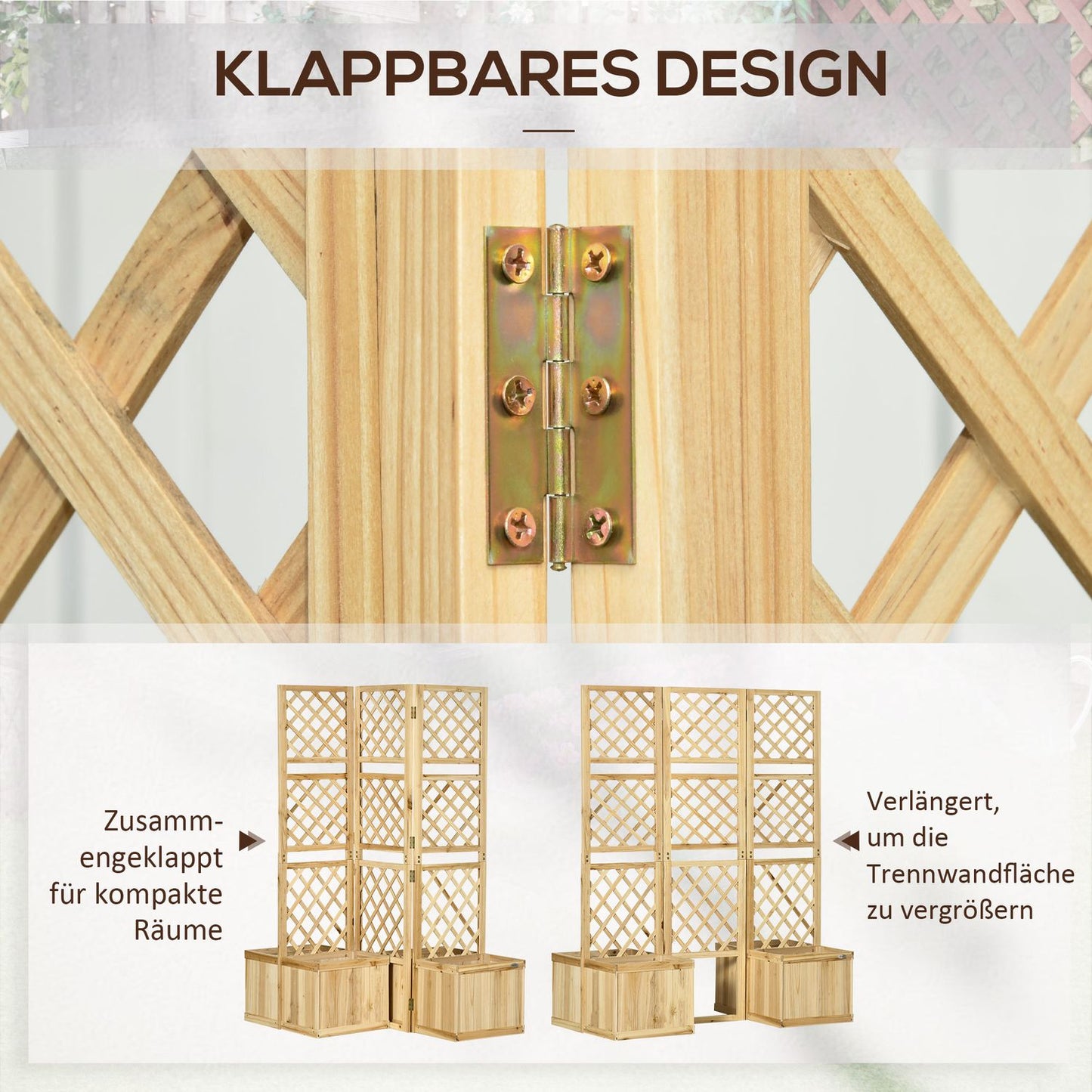 Raised bed divider with trellis & privacy screen, 133x165 Cm