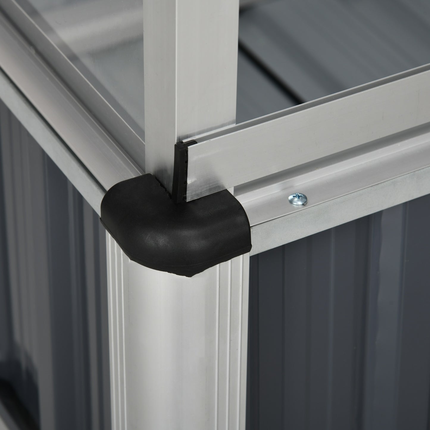 Weatherproof steel raised bed with greenhouse, dark grey