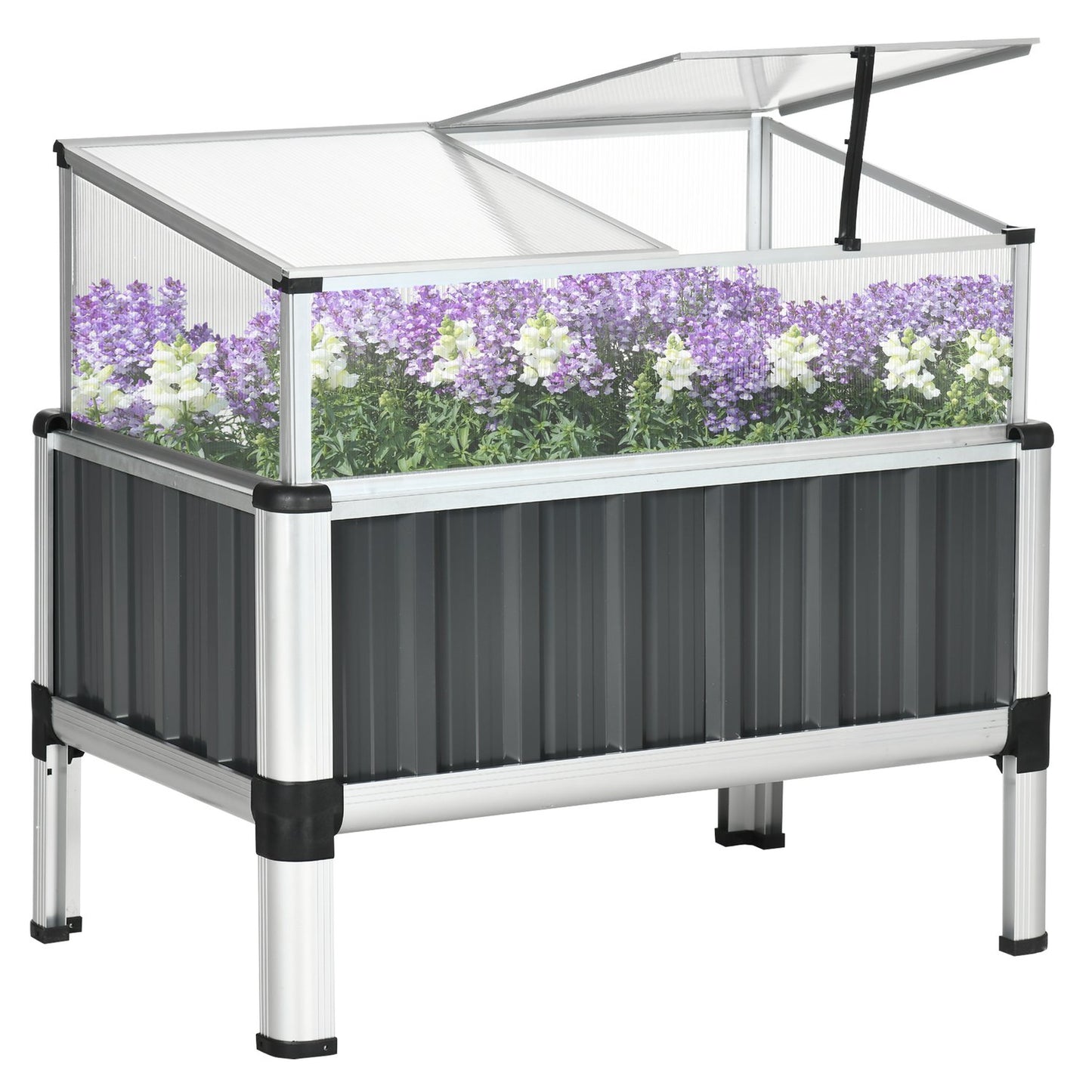 Raised bed Greenhouse, Dark gray Steel, 80x50x74 cm