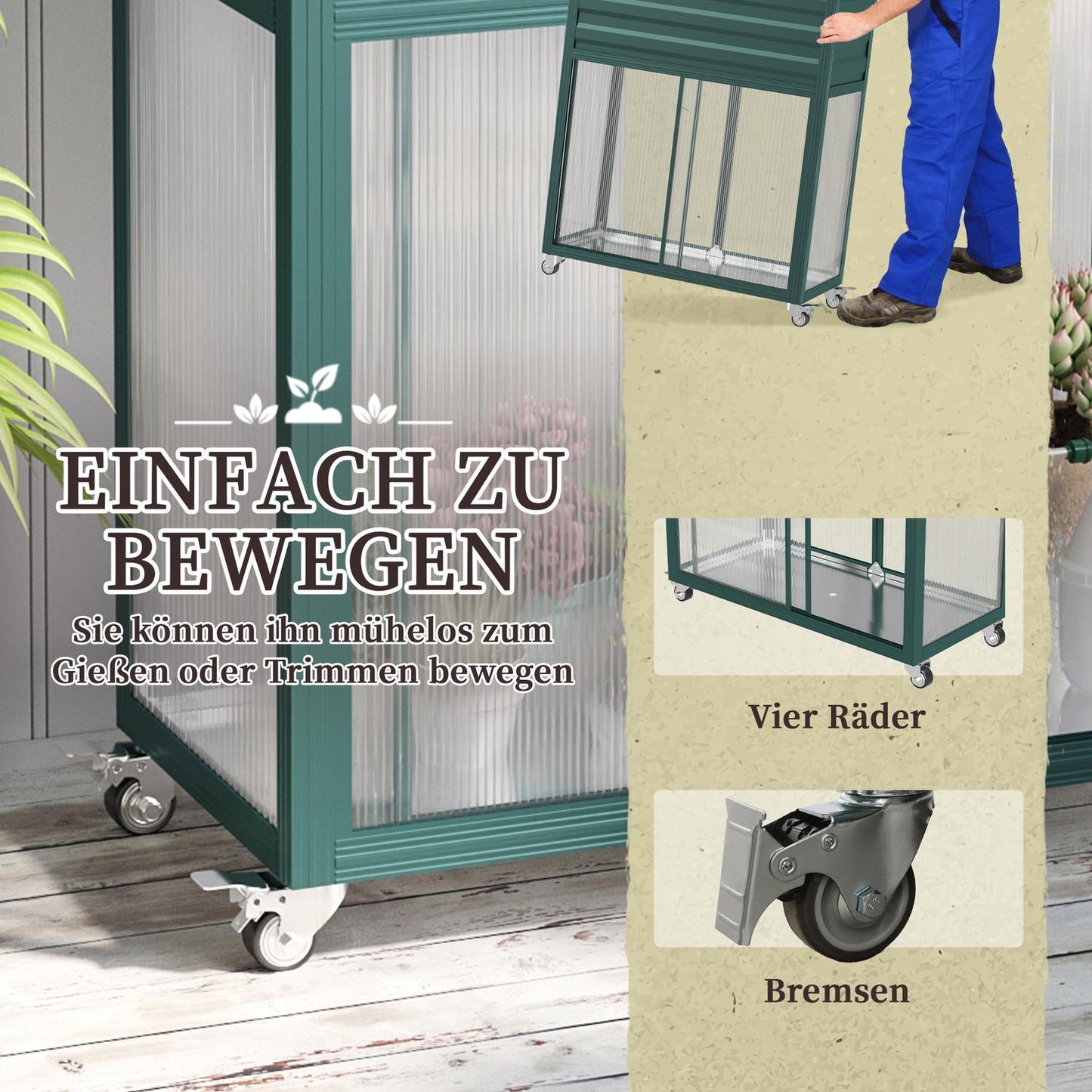 Raised bed with trellis, wheels and shelf - galvanized steel, 85x40x135cm