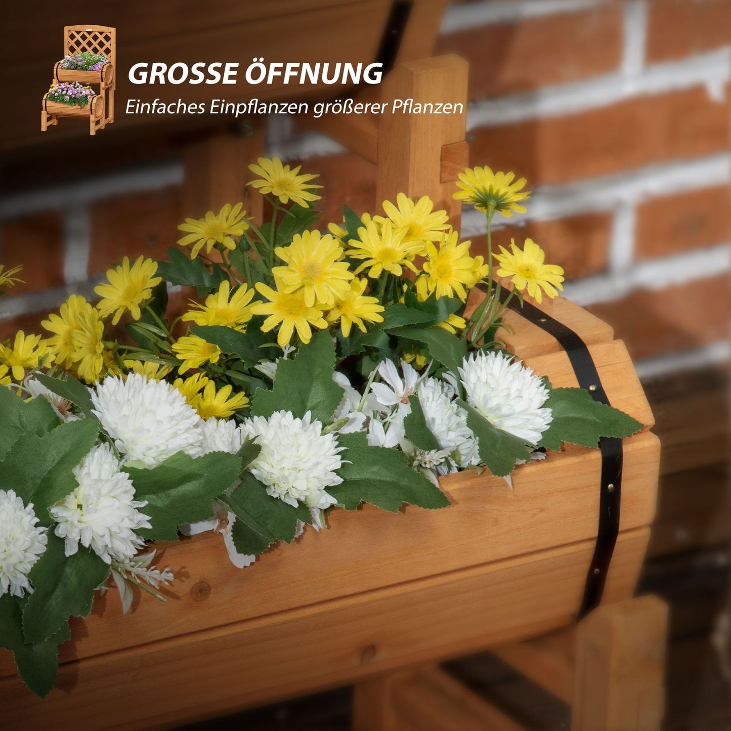 Garden raised bed with trellis, yellow, 45x45x80 cm