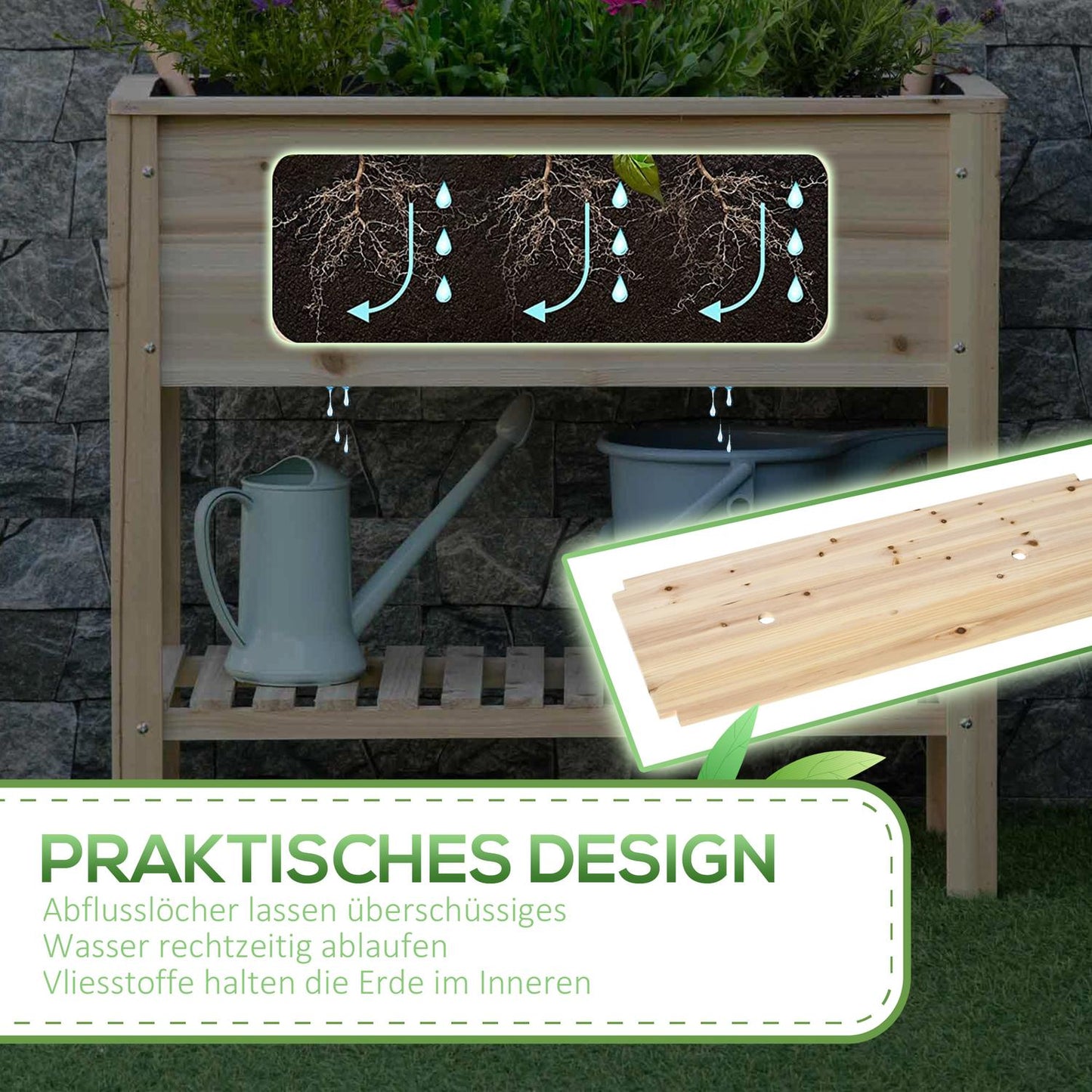 Garden raised bed with irrigation, 90x40x81 cm