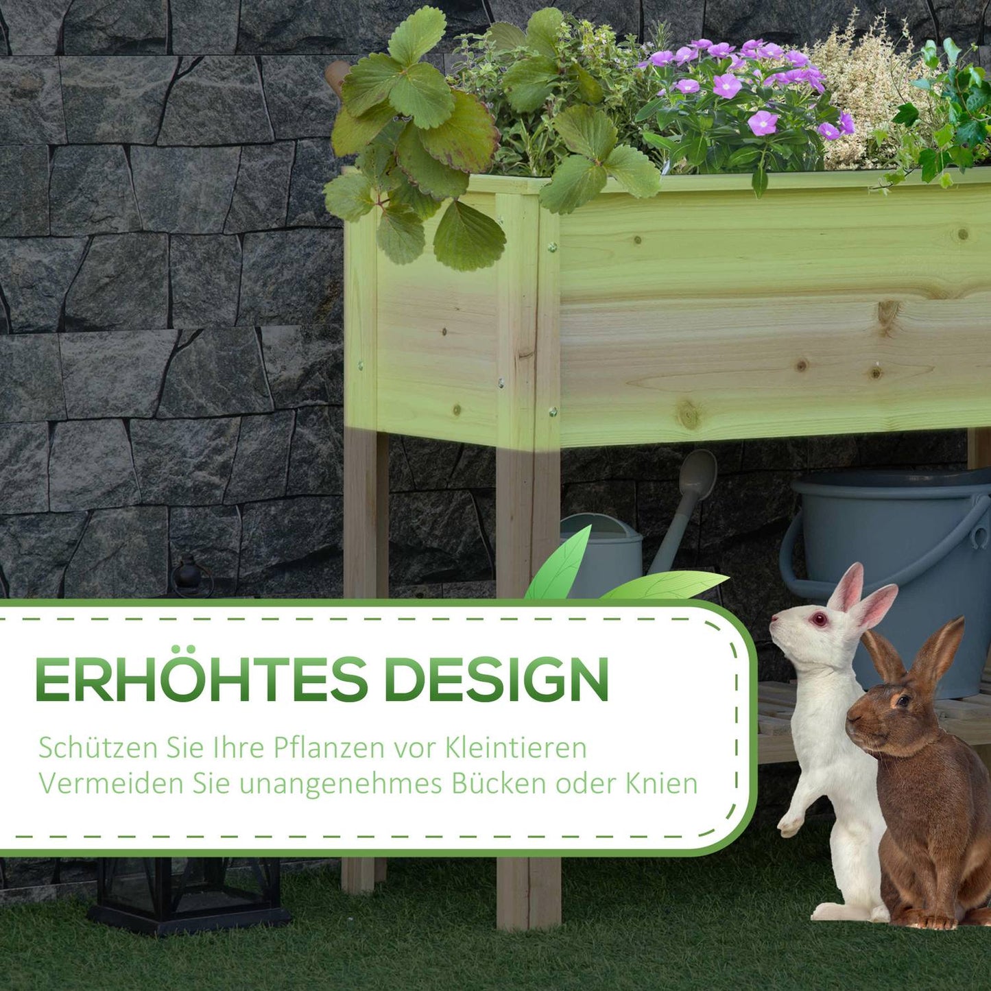 Garden raised bed with irrigation, 90x40x81 cm