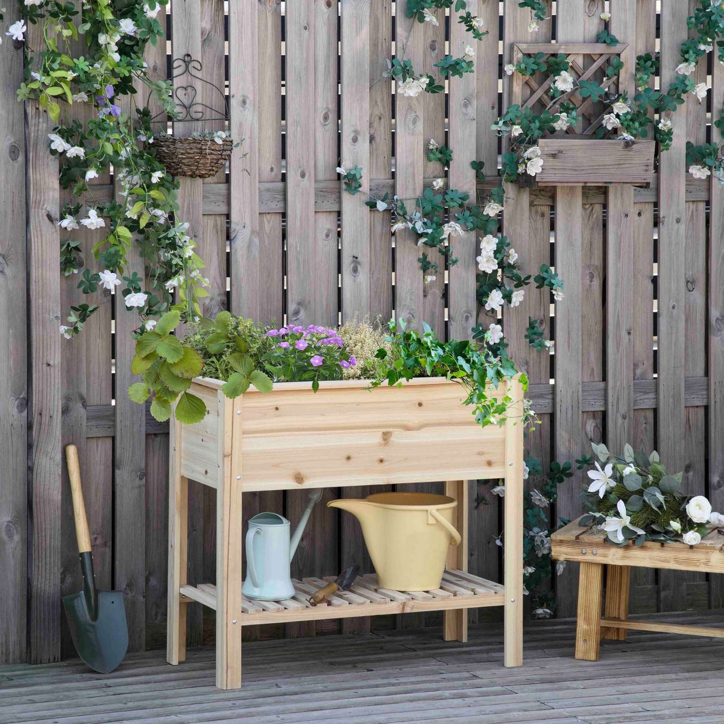 Garden raised bed with irrigation, 90x40x81 cm