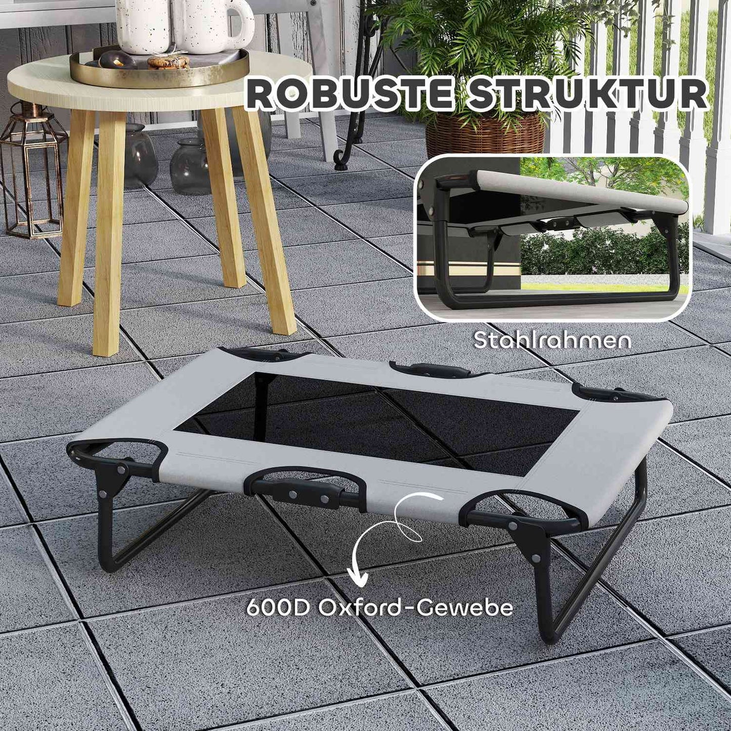 Foldable mesh raised dog bed - outdoors & breathable 75x51x18 cm