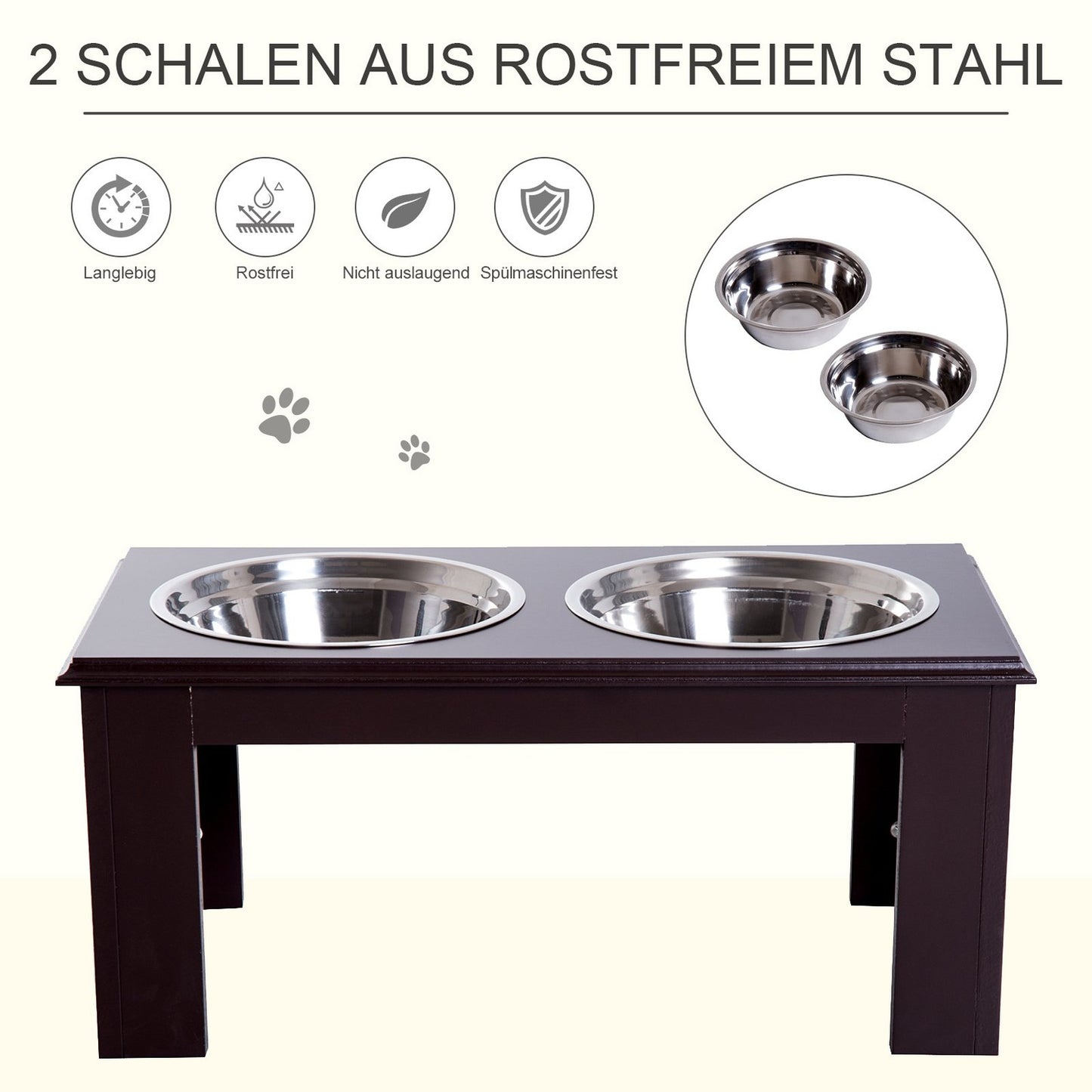 Raised Dog Bowl Stand - Stainless Steel, 23""x12""x10""