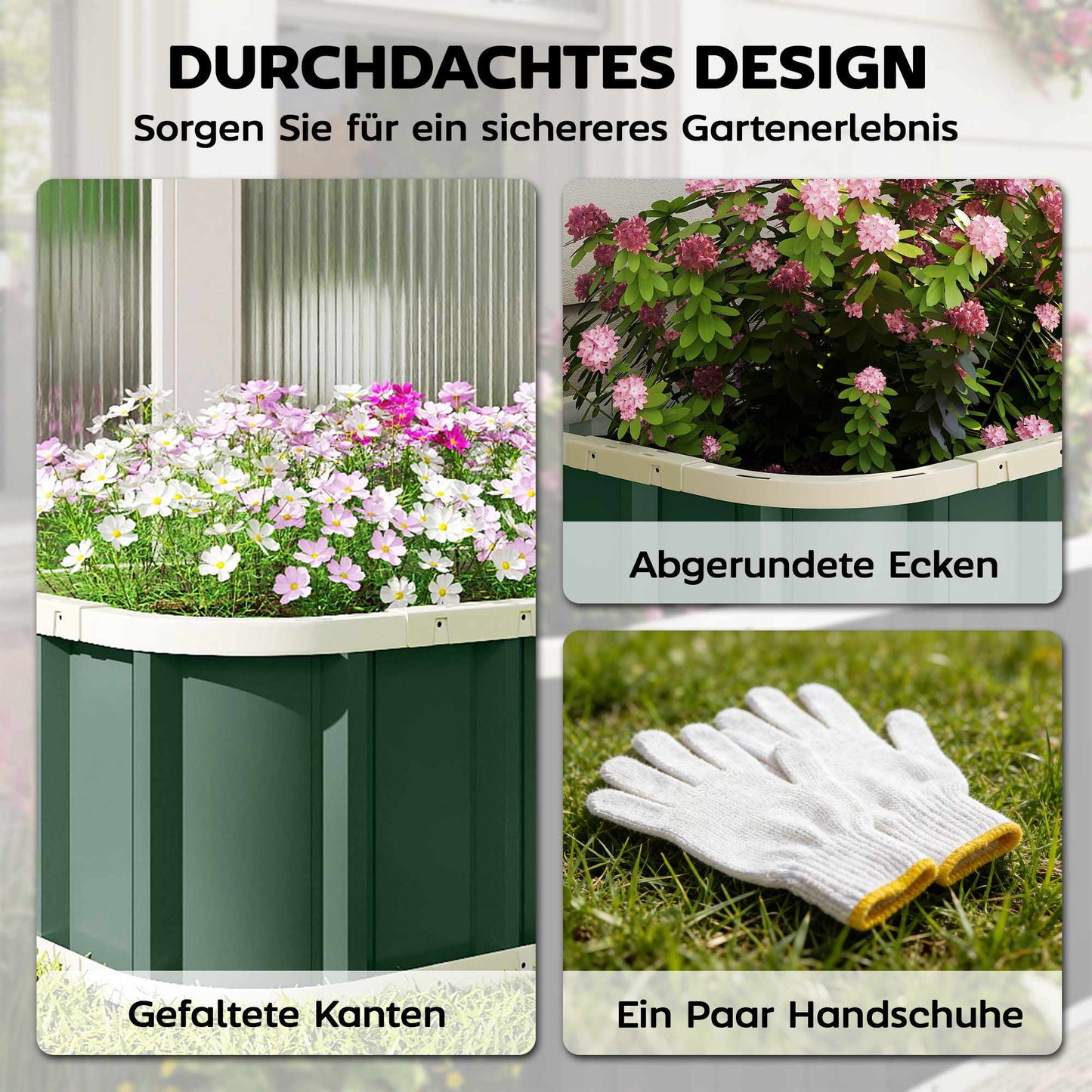 Raised Garden Bed, Galvanized Steel, Light Green, 136x52x31 cm