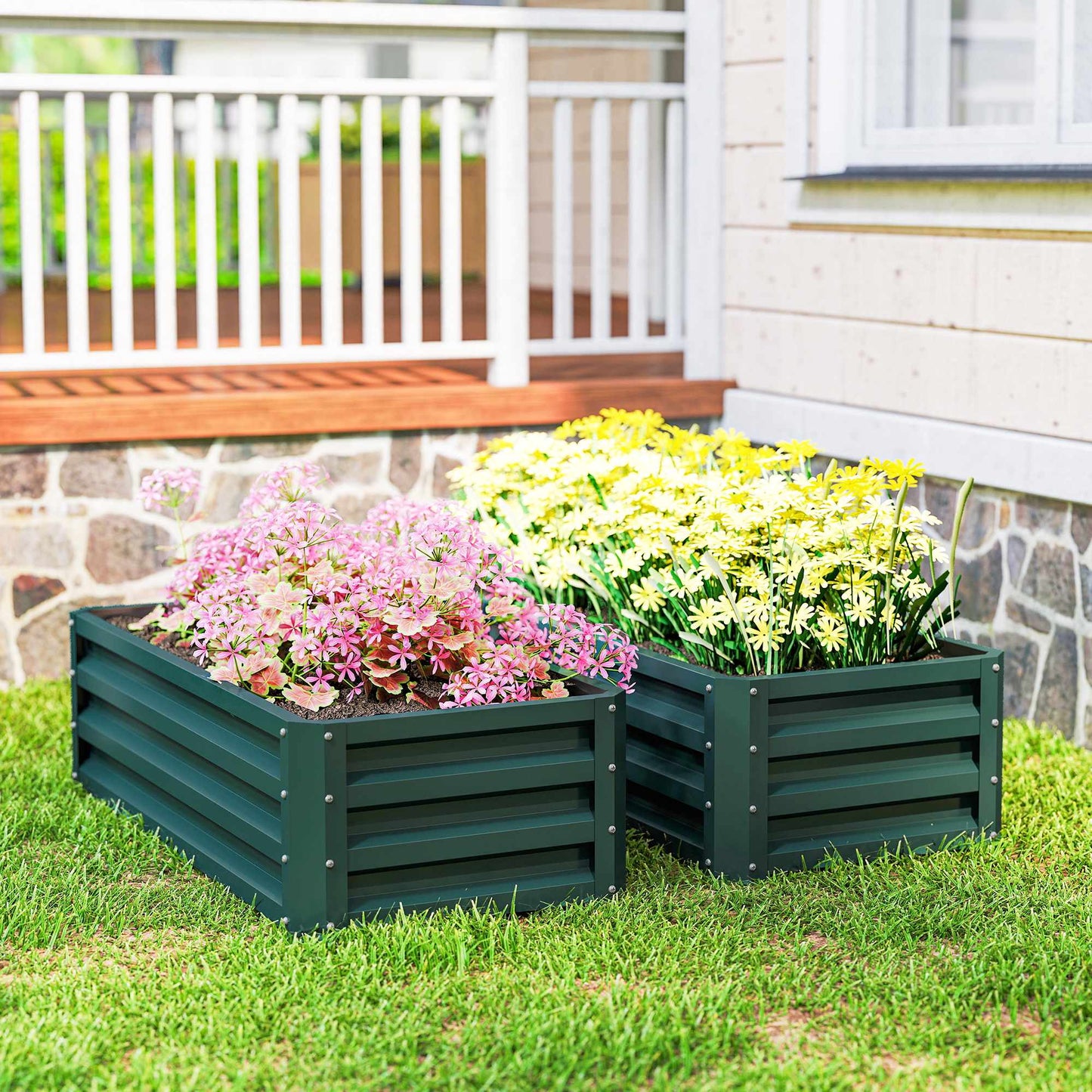 Raised Garden Bed Set, Metal, Open Bottom, 110x50x30cm