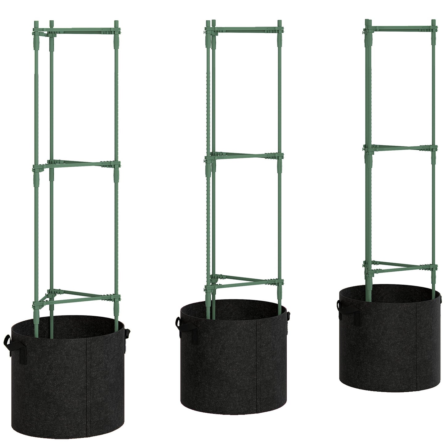 Raised Garden Bed Set with Trellis, 3-Pack, 83.7L, 35x35x120 cm
