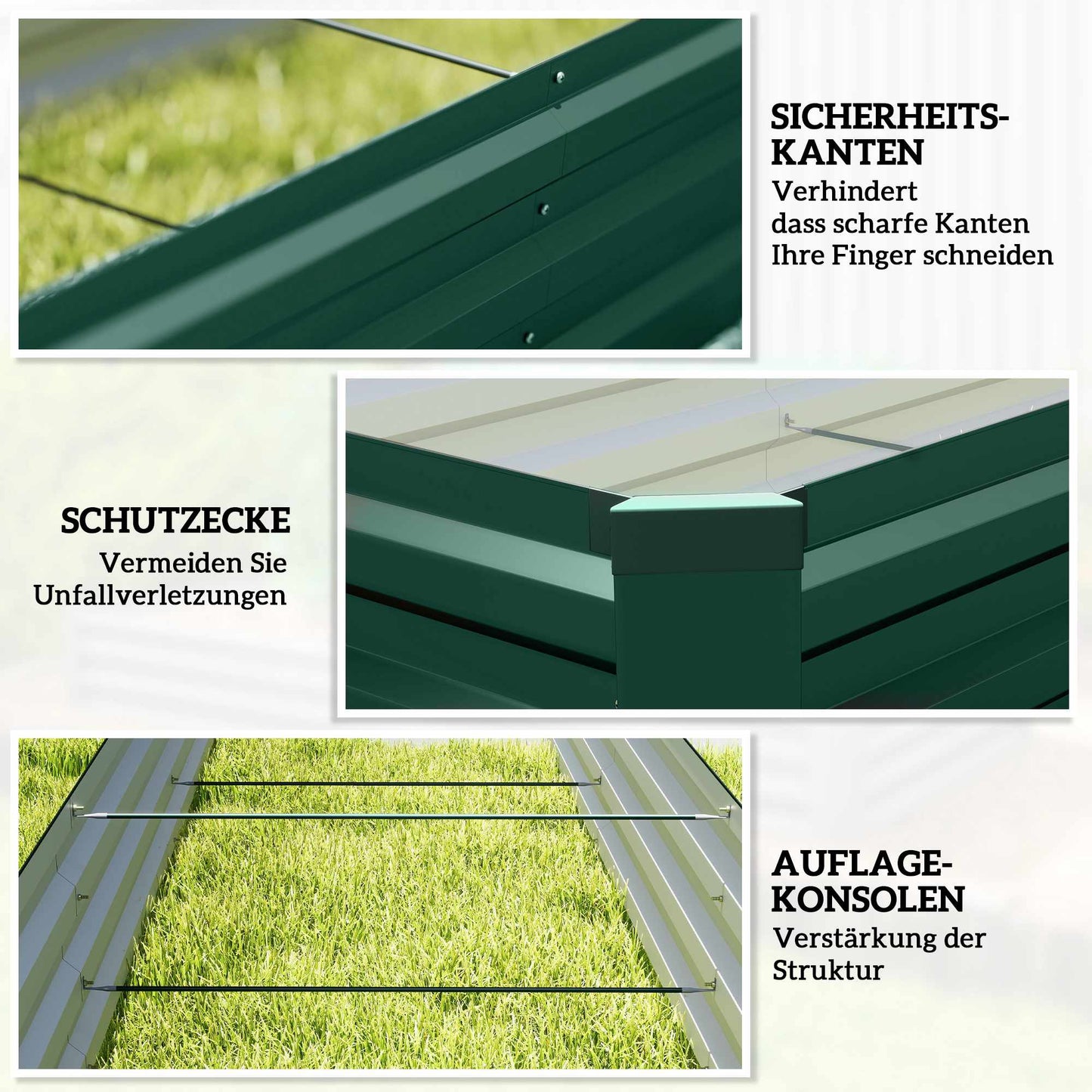 Raised Garden Bed, Steel, Open Bottom, 240x60x30 cm