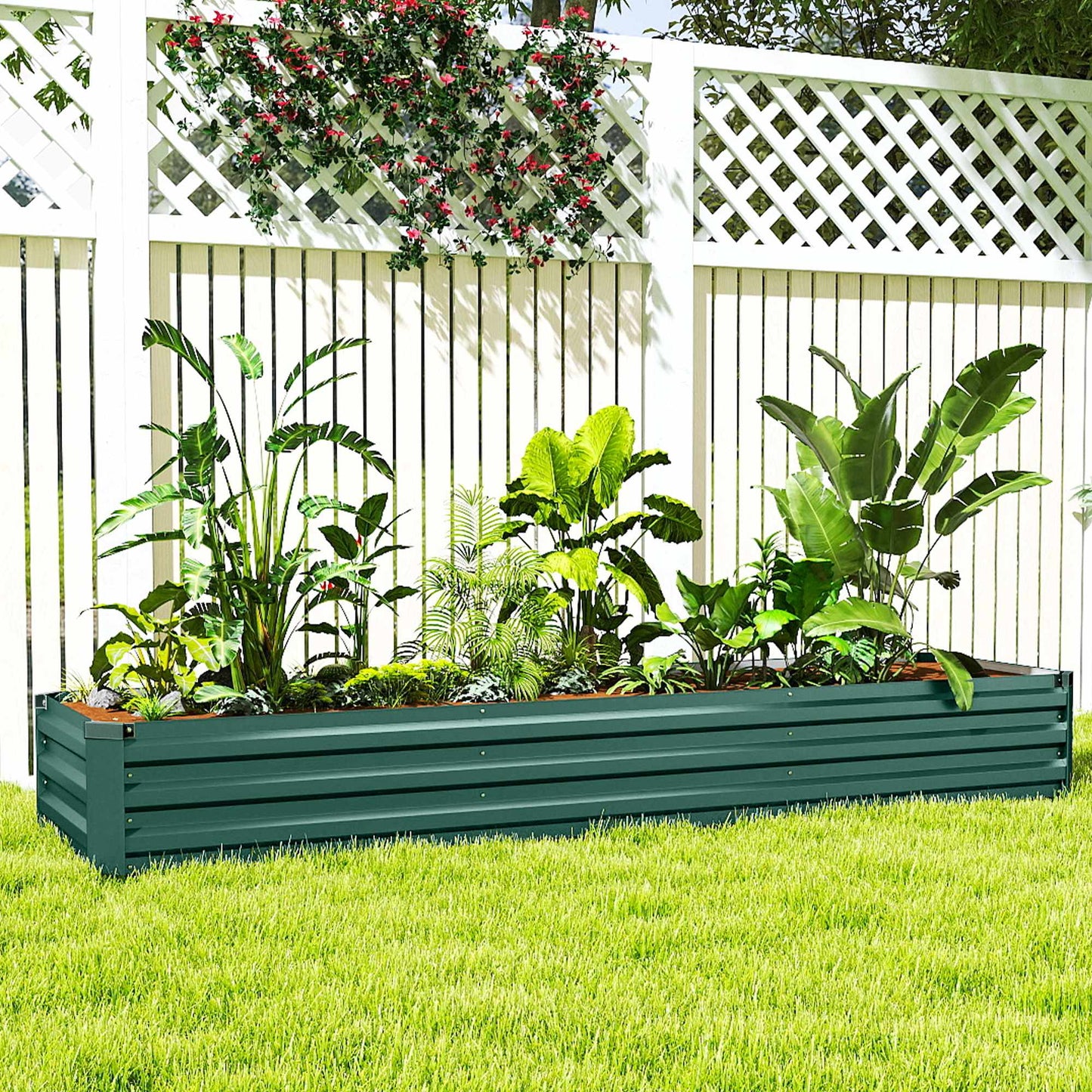 Raised Garden Bed, Steel, Open Bottom, 240x60x30 cm
