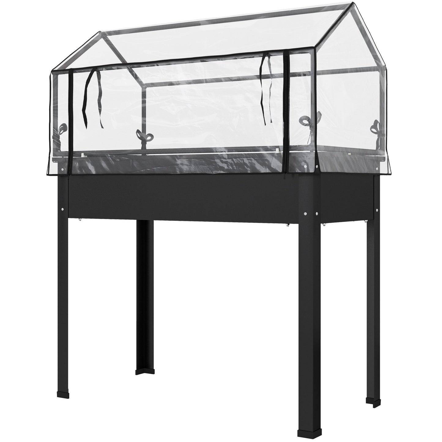 Raised Garden Bed with Greenhouse Cover, 100x48x124 cm, Black