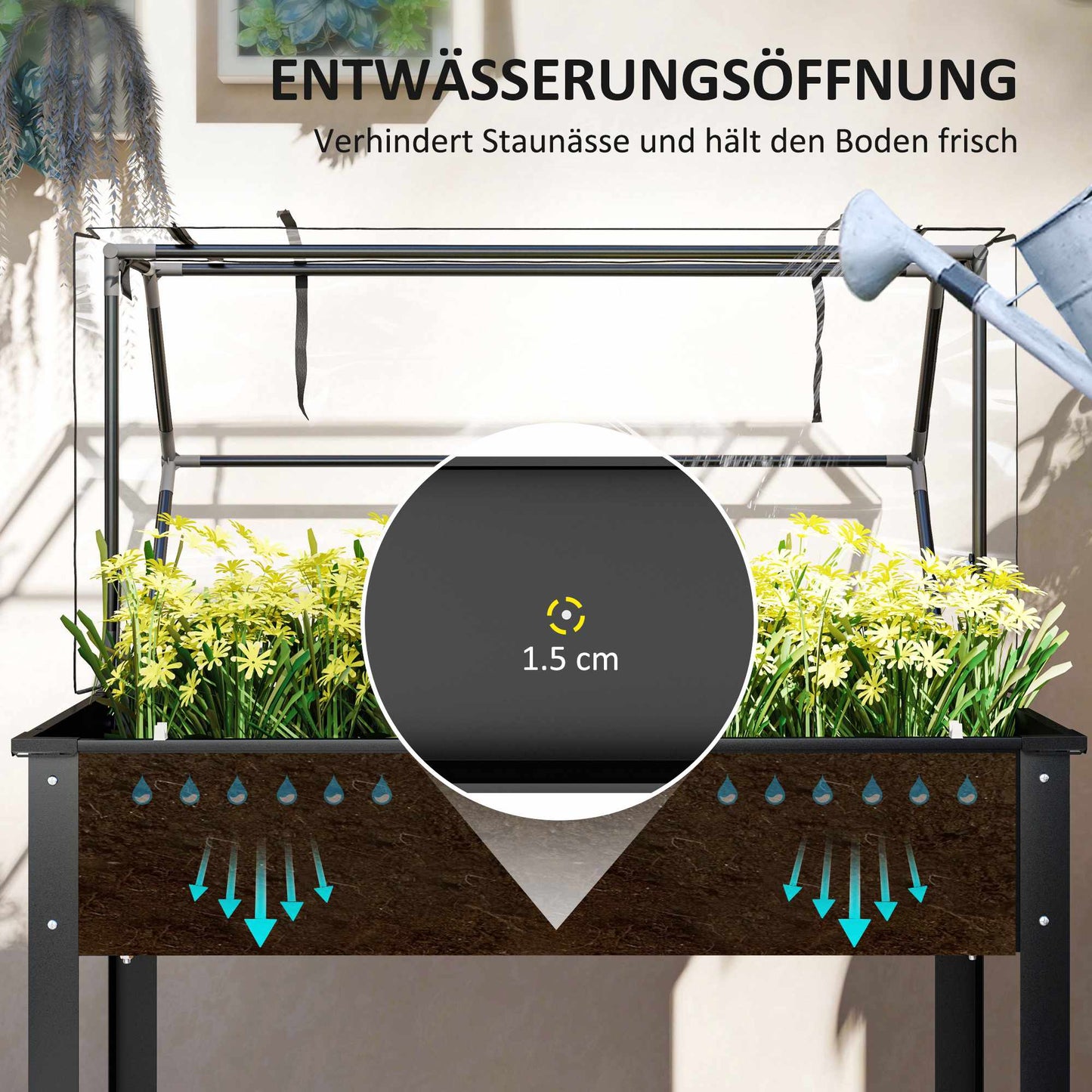 Raised Garden Bed with Greenhouse Cover, 100x48x124 cm, Black