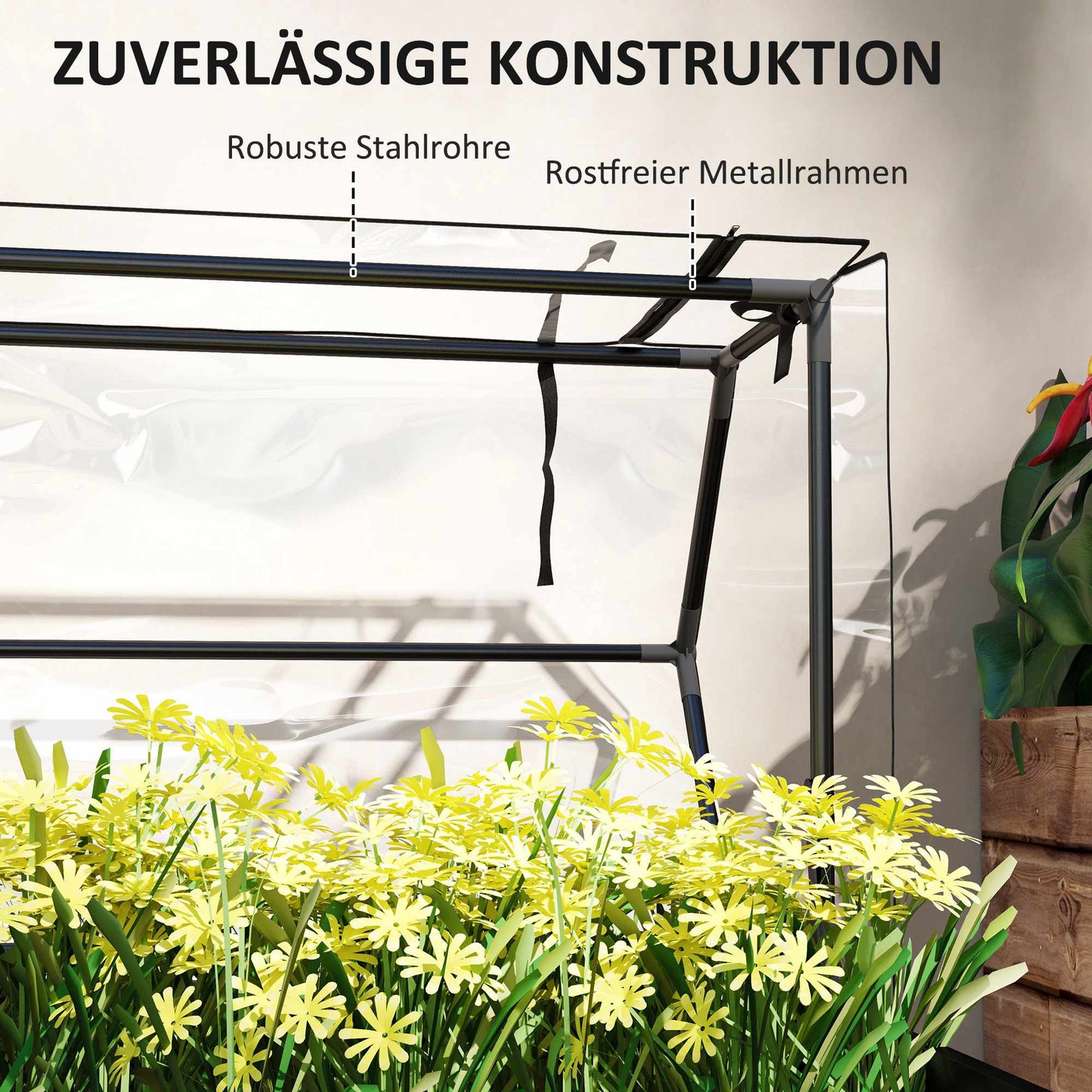 Raised Garden Bed with Greenhouse Cover, 100x48x124 cm, Black