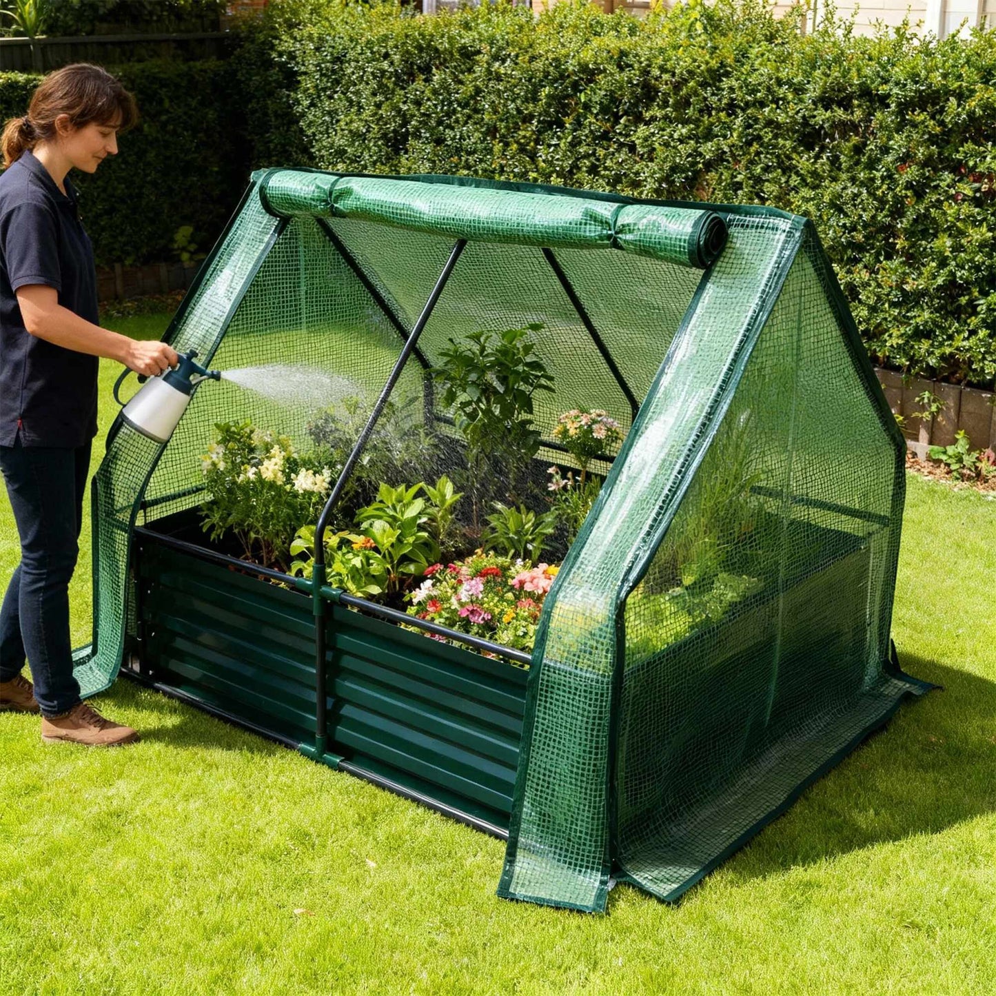 Raised Garden Bed with Greenhouse Cover
