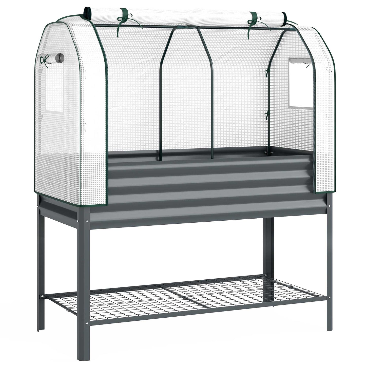 Raised Garden Bed with PE Greenhouse Cover, 120x55x140 cm