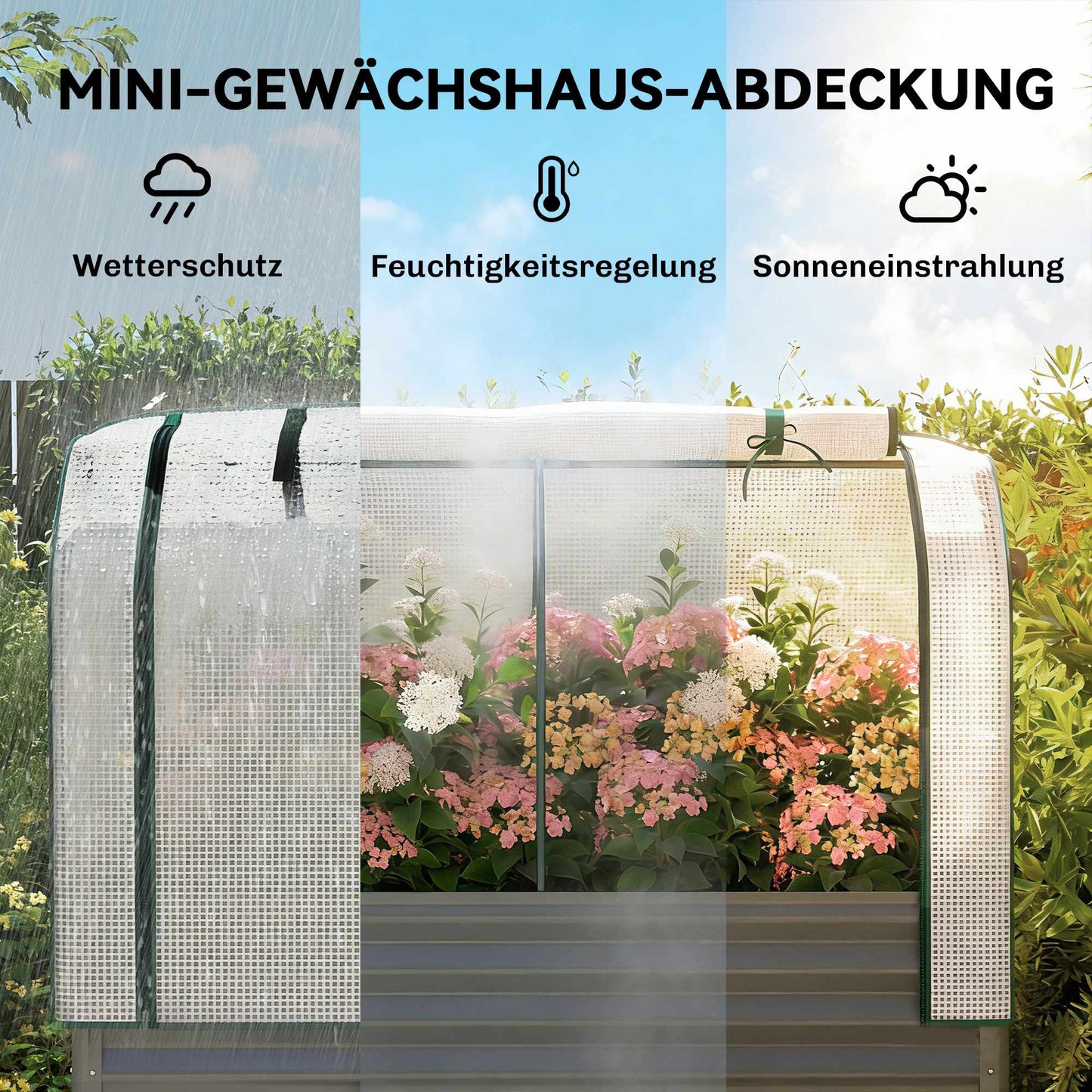 Raised Garden Bed with PE Greenhouse Cover, 120x55x140 cm