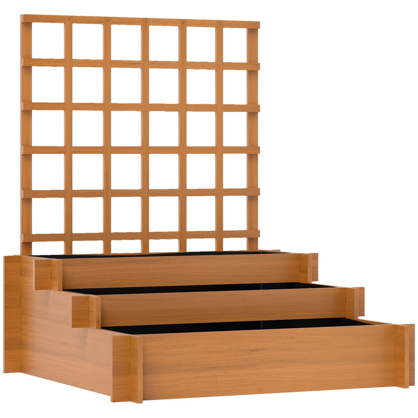 Raised Garden Bed with Trellis, 3-Tier Fir Wood, 95x95x110 cm