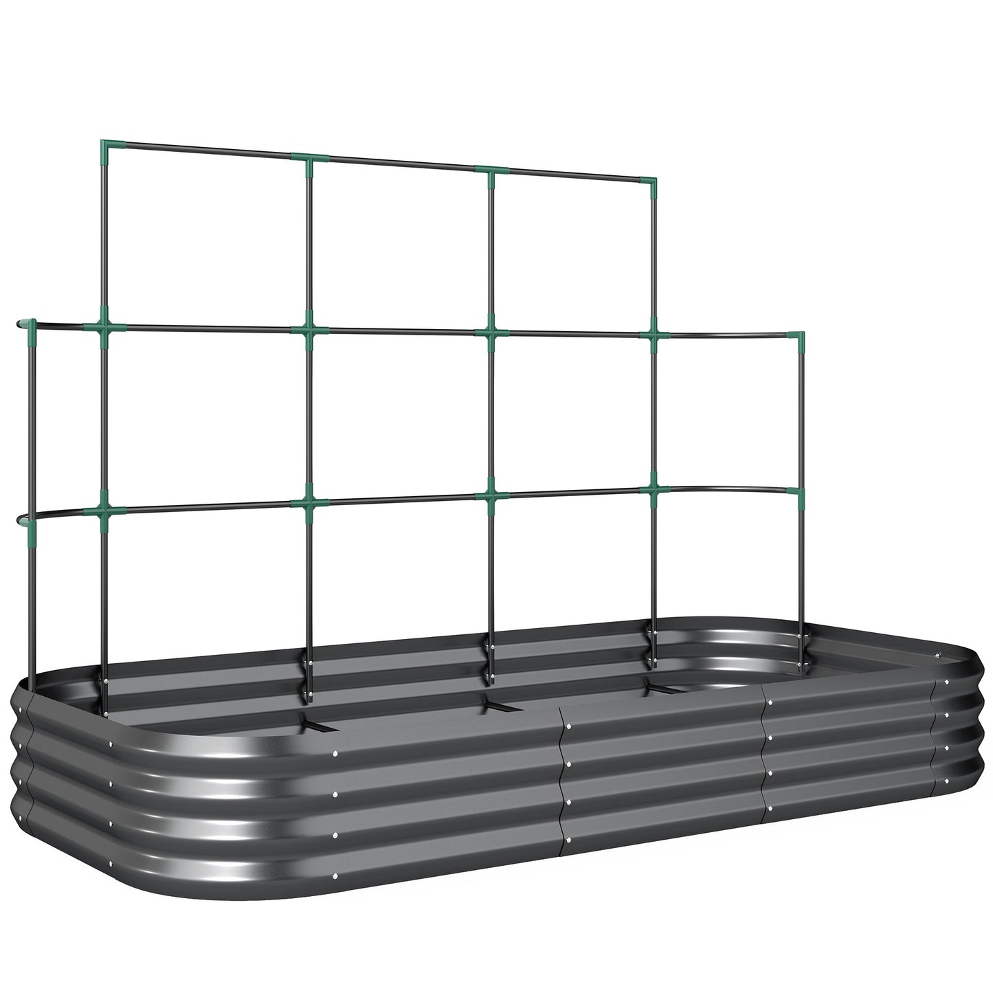 Raised Garden Bed with Trellis, Galvanized Metal, 220x110x150 cm