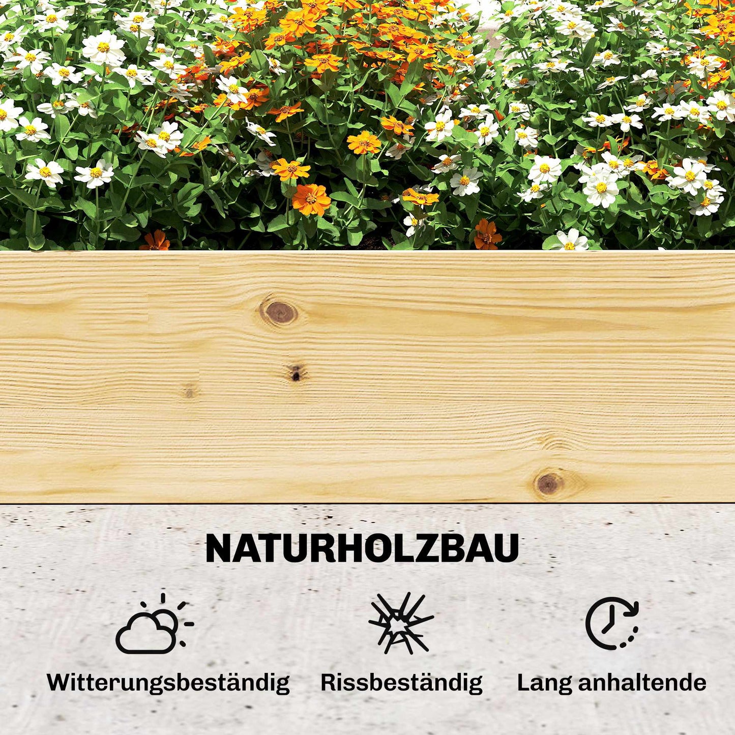 Raised Garden Bed with Trellis, Natural Wood, 240x125x102 cm