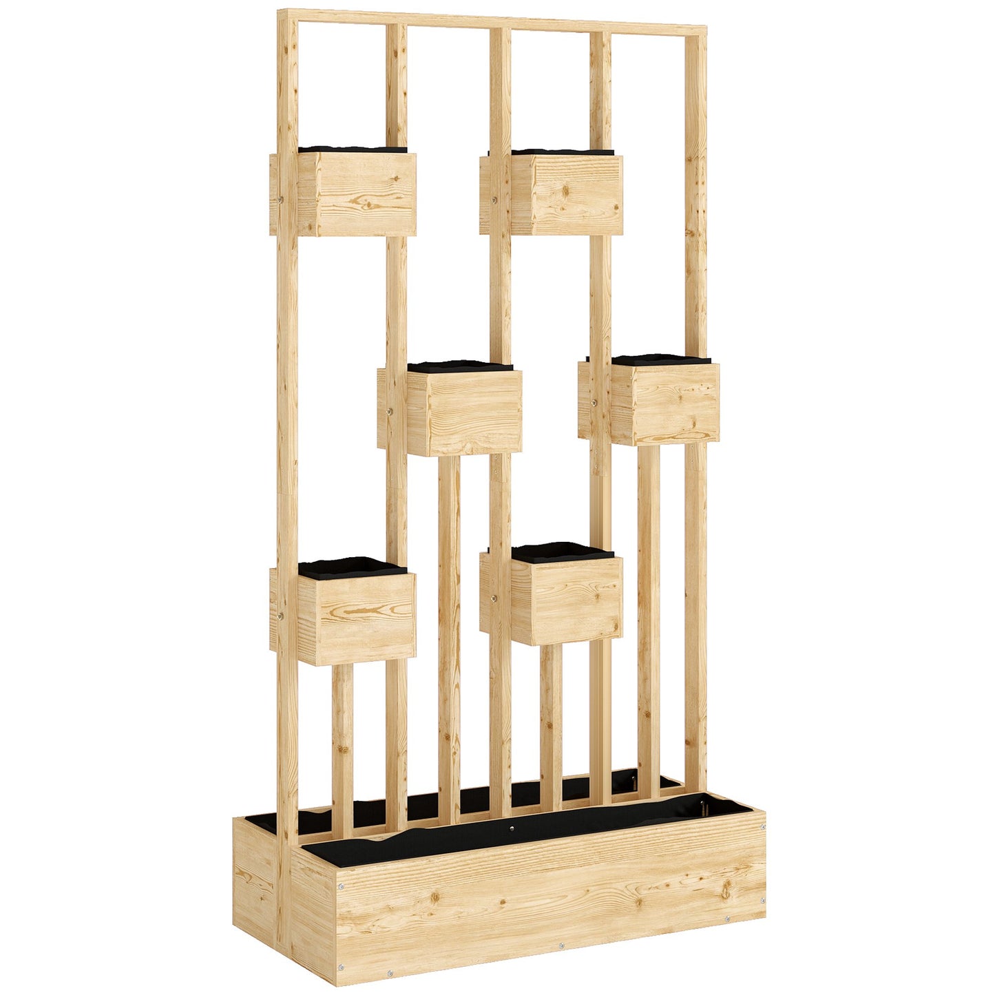 Raised Garden Bed with Trellis, Natural Wood, 90x45x170 cm