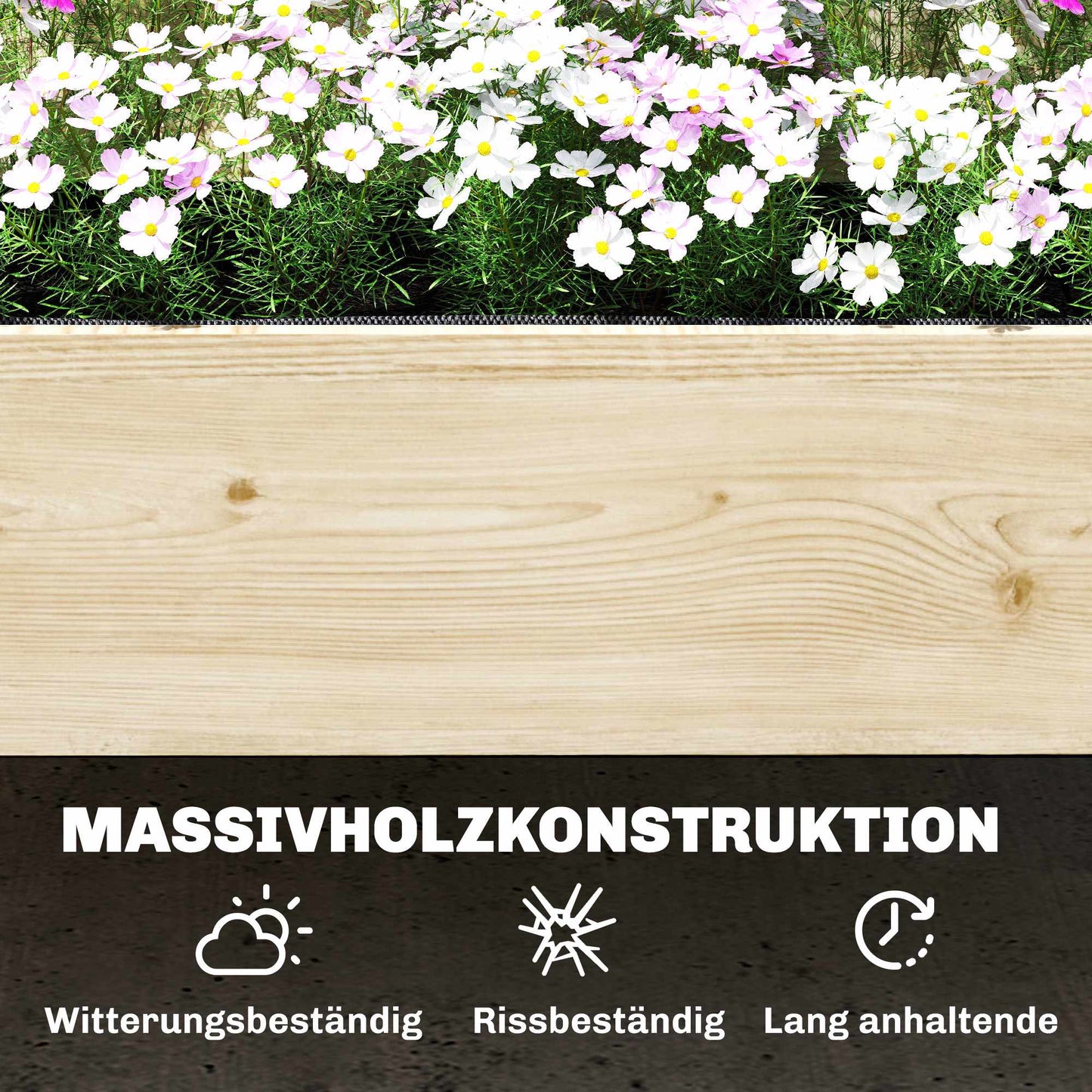 Raised Garden Bed with Trellis, Tiered Wood Planter Box