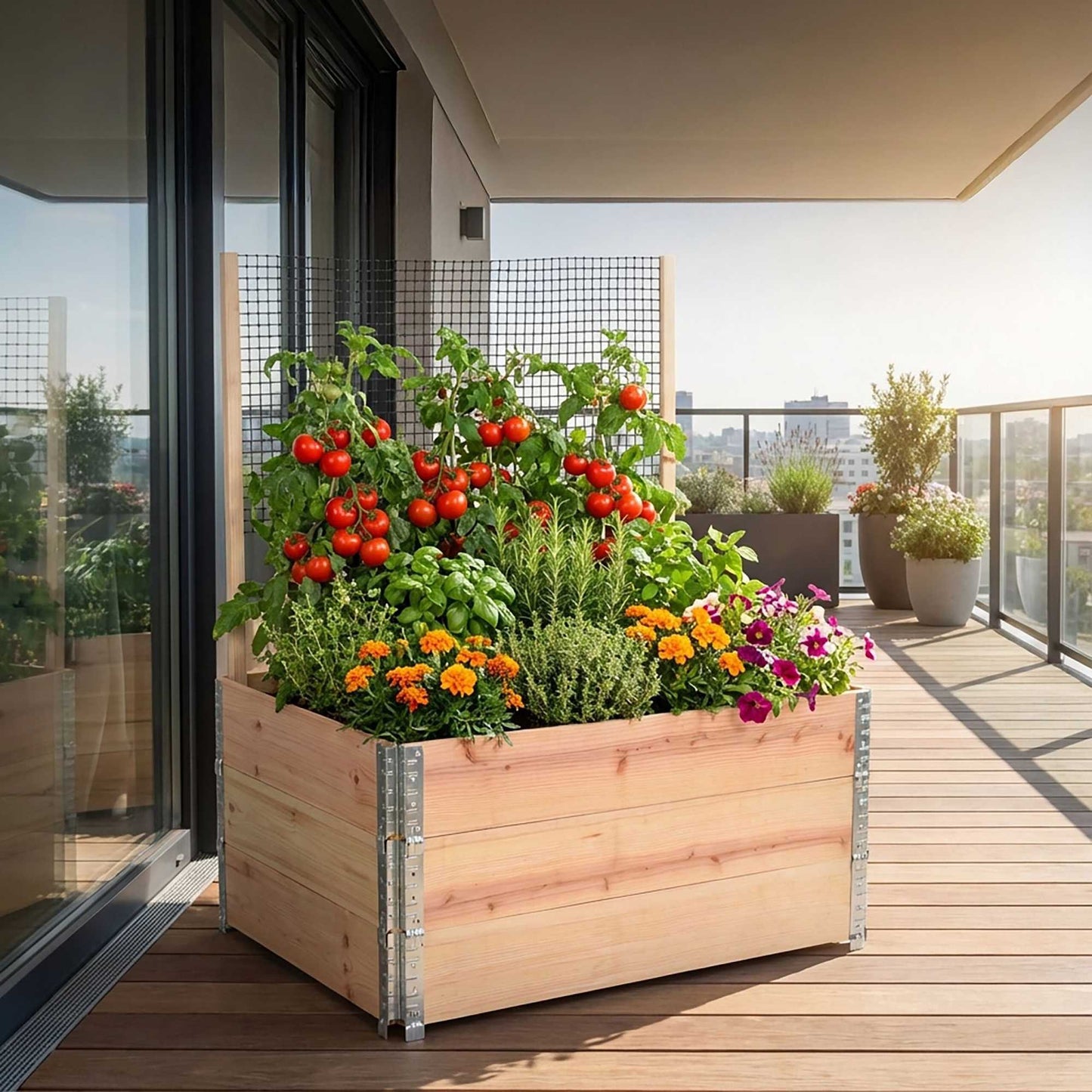 Raised Garden Bed with Trellis for Vegetables & Herbs