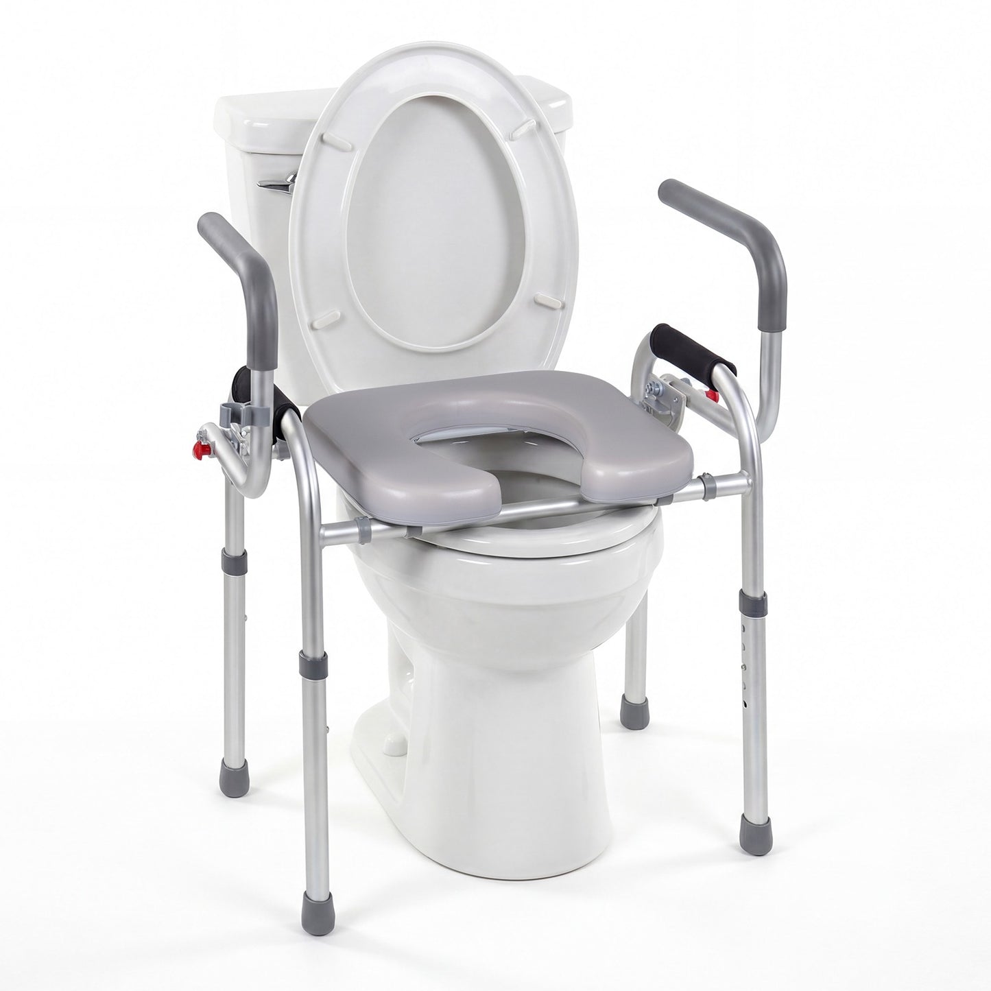 Raised Toilet Seat with Foldable Handles, Adjustable Height