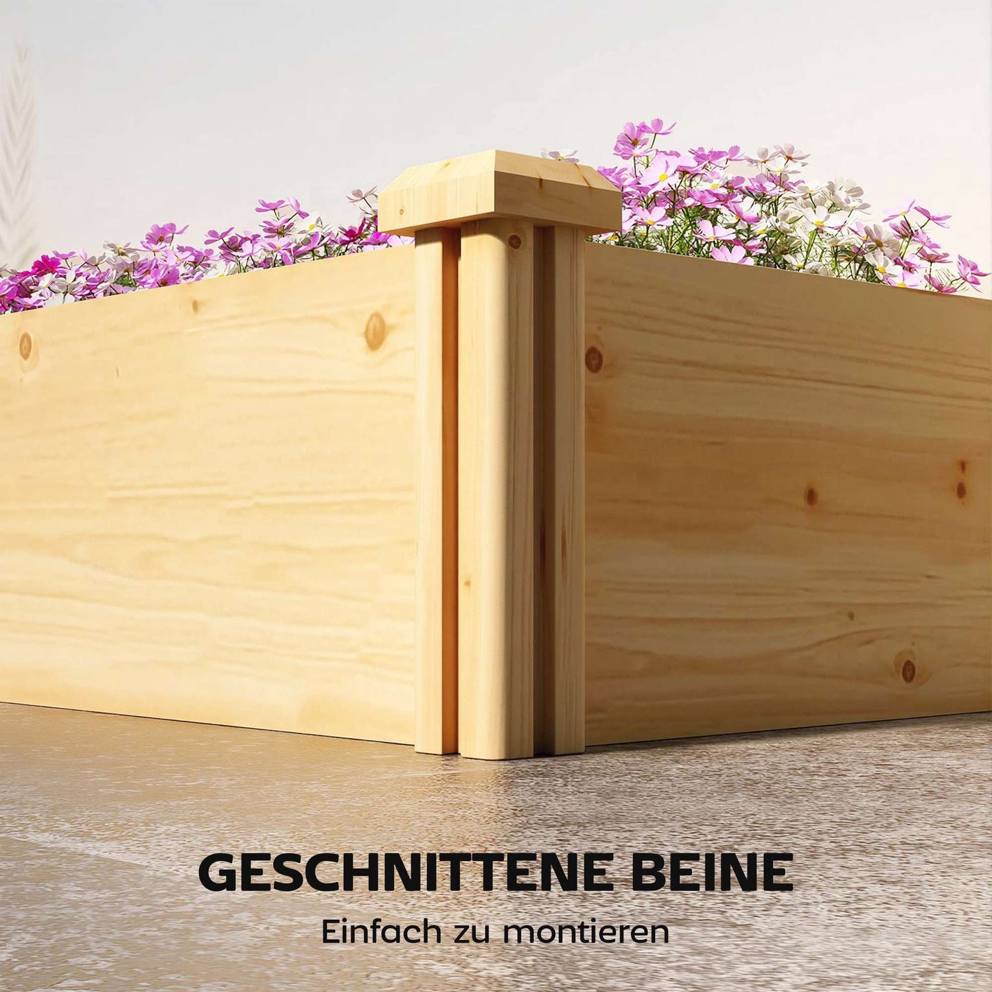 Raised Wooden Planter with Divider, Open Base, 235x66x26 cm