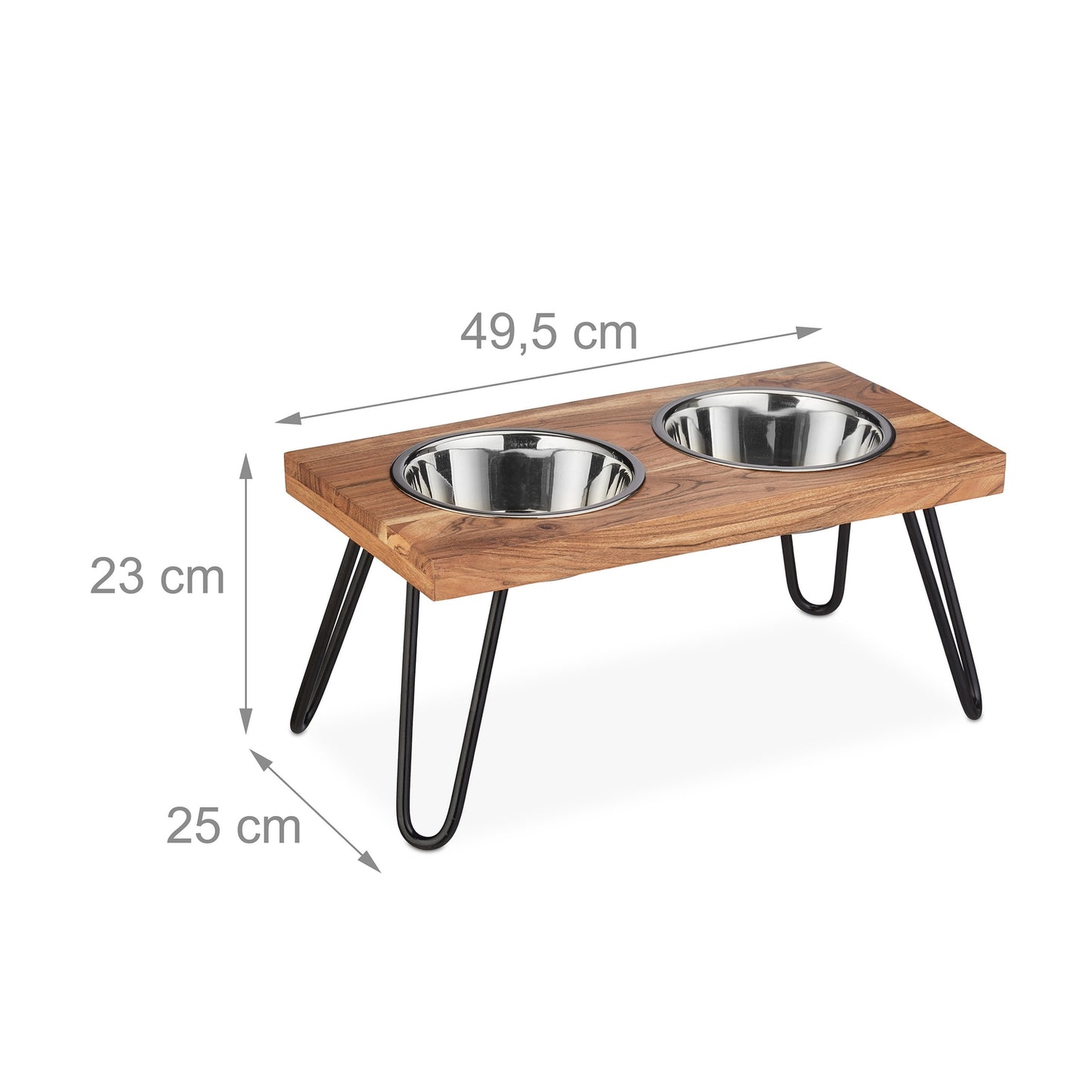 Raised XL dog bowl made from acacia wood