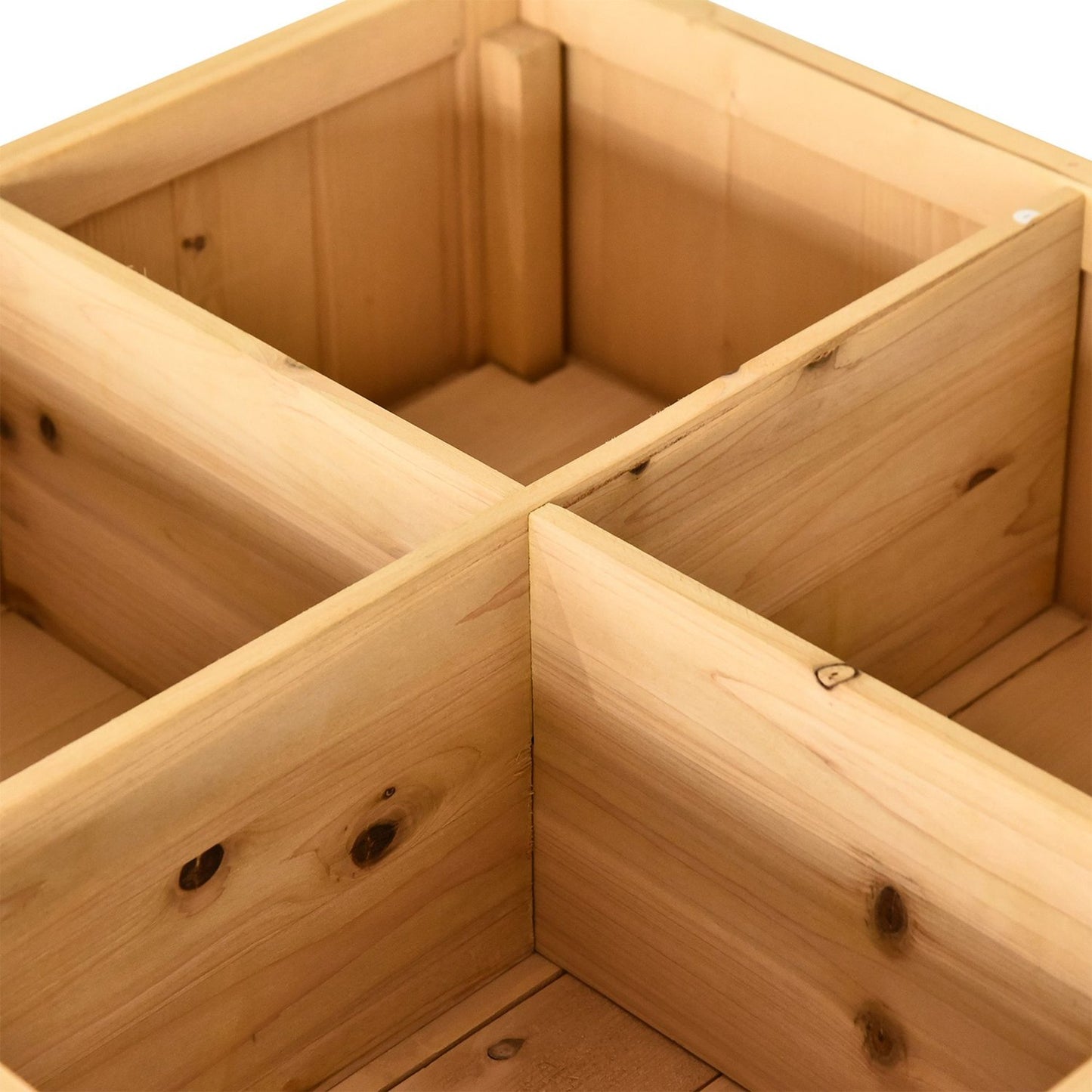 Raised bed 8 compartments planting table flower box fir wood 1 shelf + drain