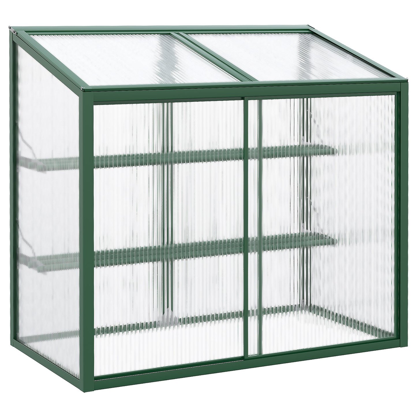 Greenhouse raised bed with shelves - aluminum and polycarbonate