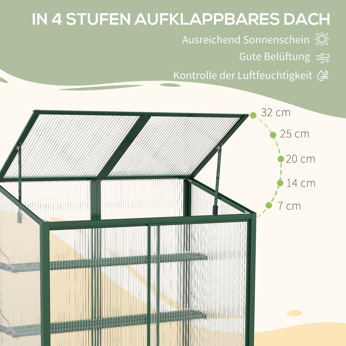 Greenhouse raised bed with shelves - aluminum and polycarbonate