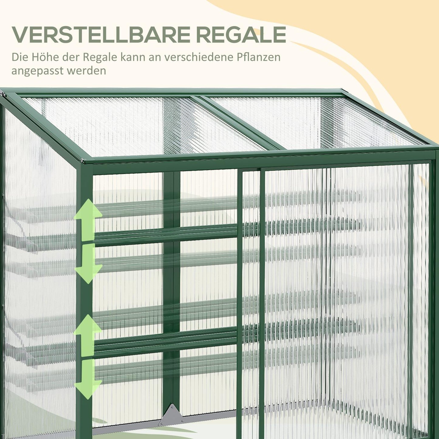 Greenhouse raised bed with shelves - aluminum and polycarbonate