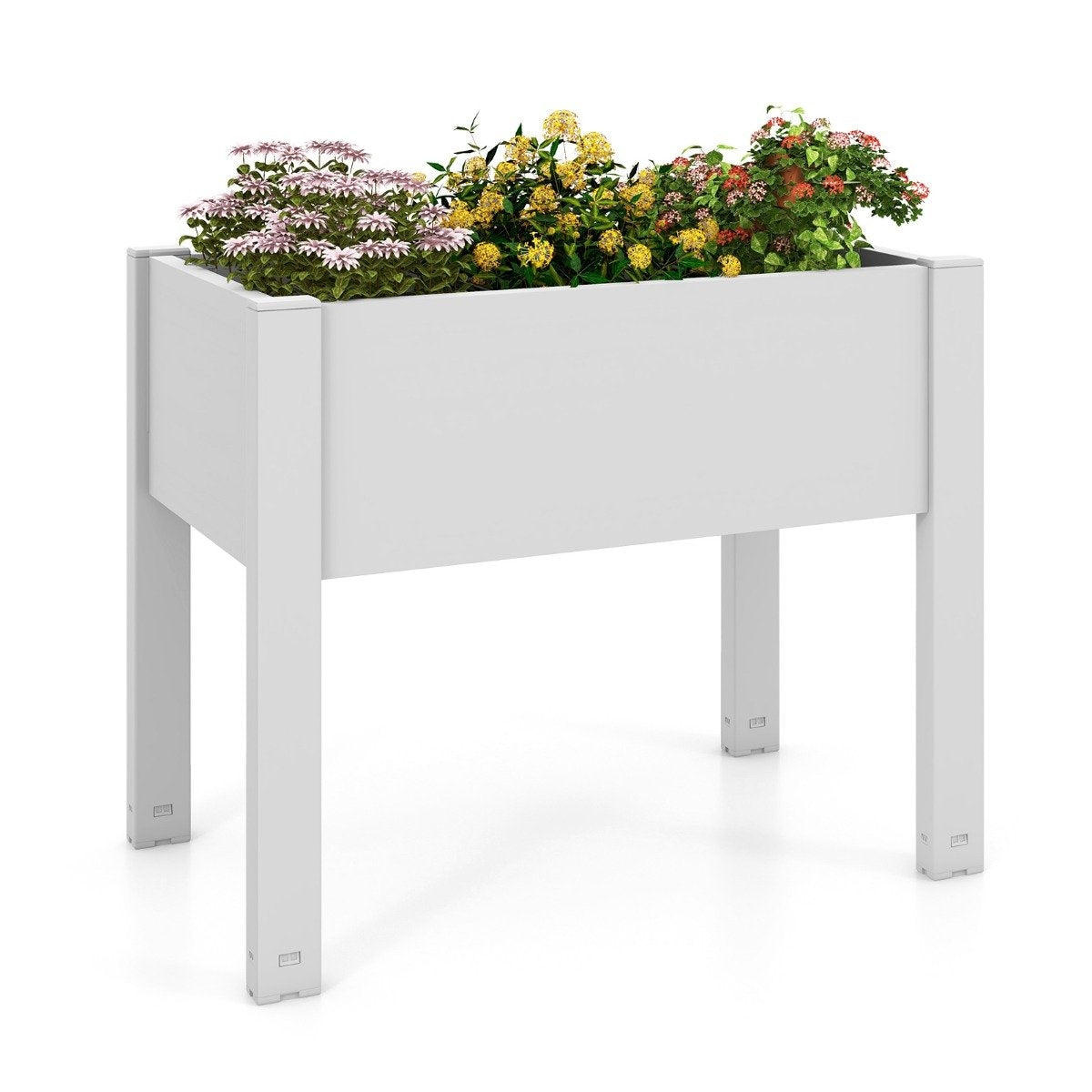 Raised bed made of plastic, self-watering garden bed, 53L, 76 x 45 x 61 cm, white