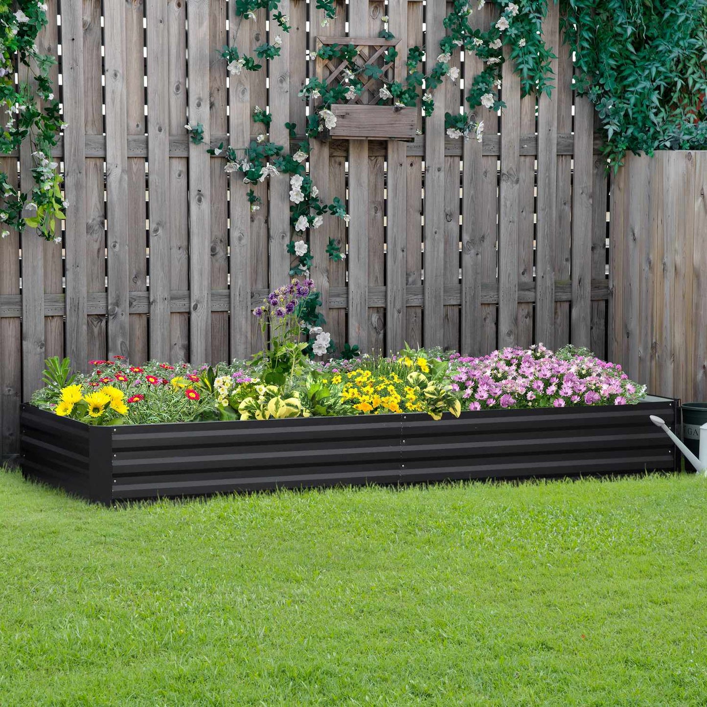 Steel garden bed - 241x90.5x30 cm, Grey