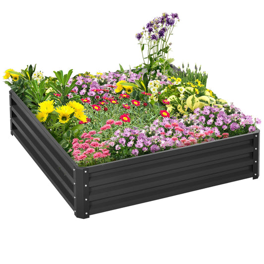 Steel garden bed - 120x120x30cm Gray planter box