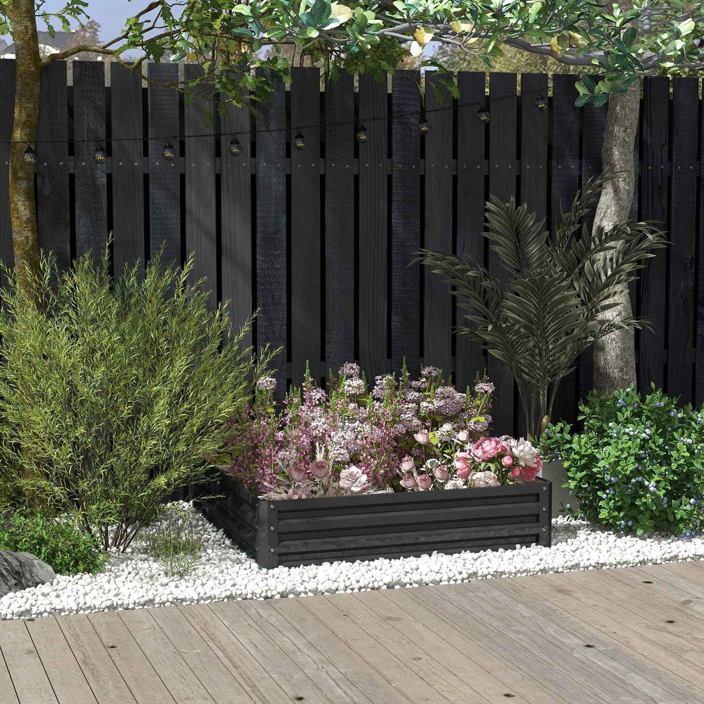 Steel garden bed - 120x120x30cm Gray planter box