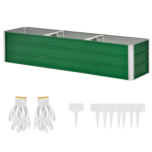 Garden bed in steel 183x47x40cm - Green planting box