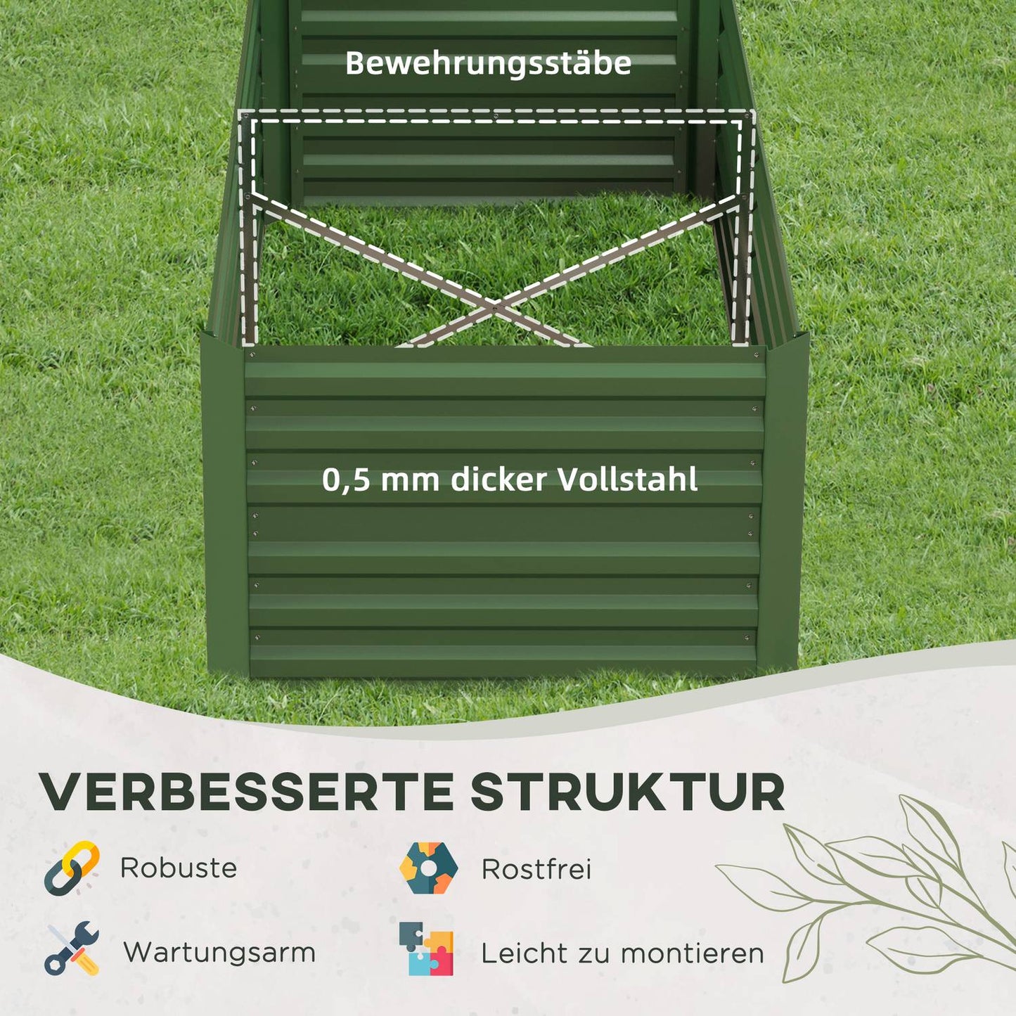 Steel garden bed - 180x90x60 cm, Cold frame