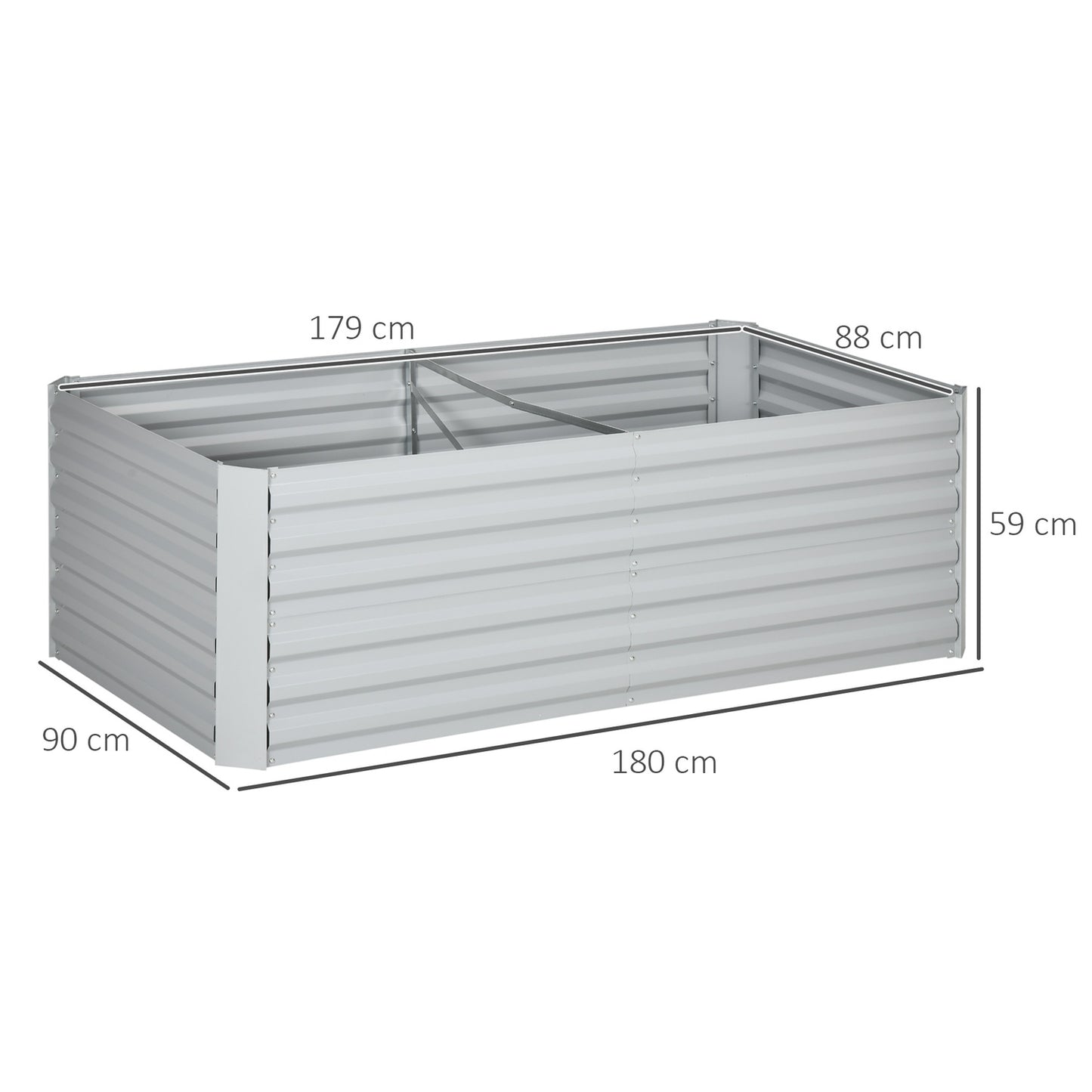 Steel garden bed - 180x90x60 cm for plants and vegetables