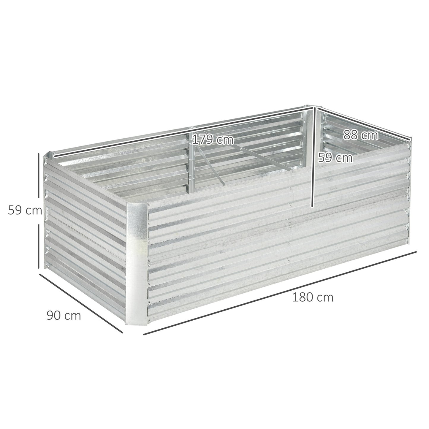 Steel garden bed - 180x90x60 cm, perfect for vegetables