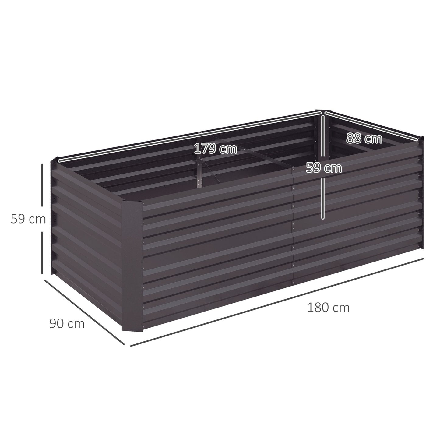 Steel garden bed - 180x90x60 cm for vegetables & flowers